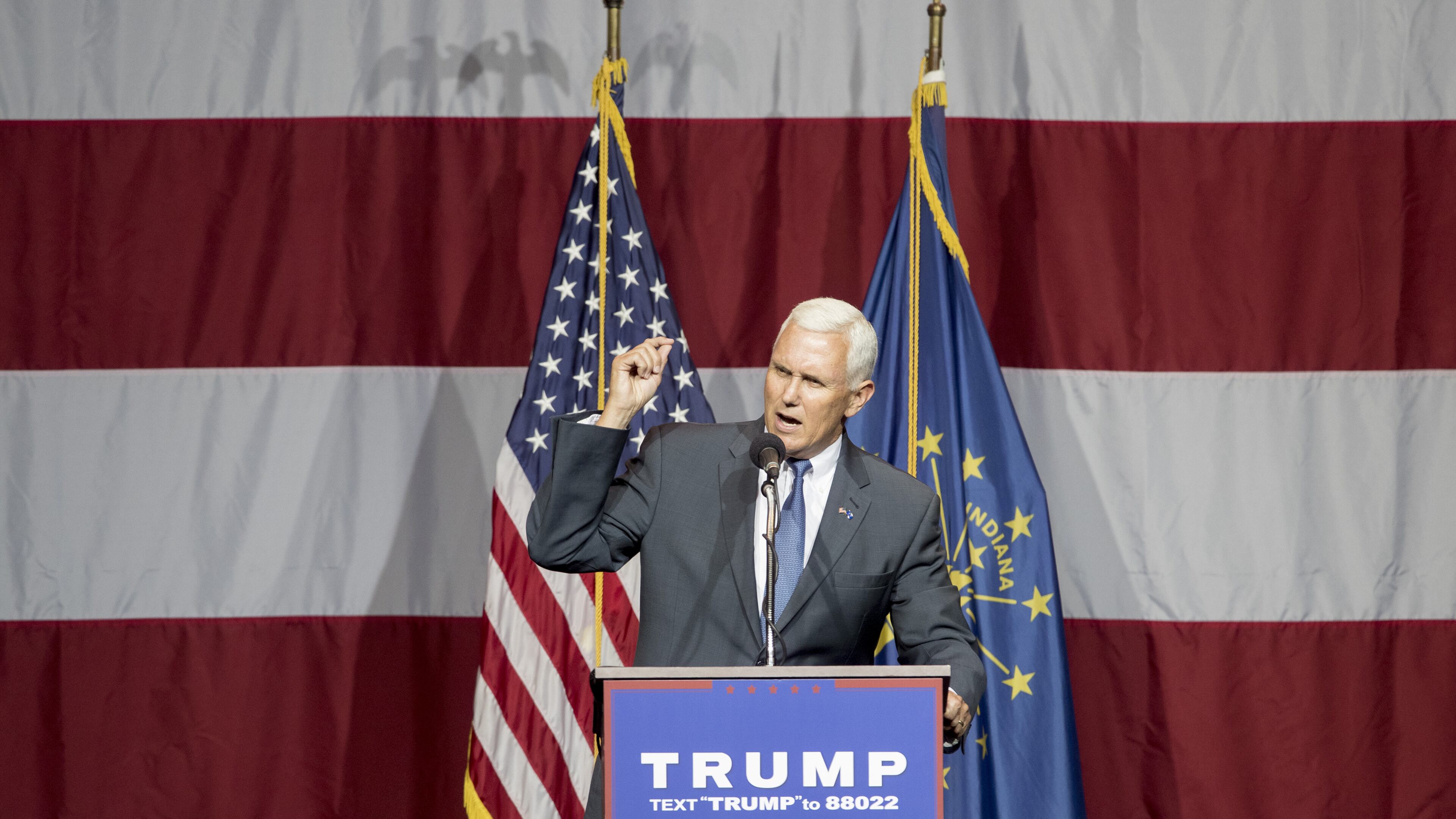 Indiana Gov. Mike Pence introduces Donald Trump at a rally in Westfield, Ind., July 12. (Aaron P. Bernstein / Getty Images)