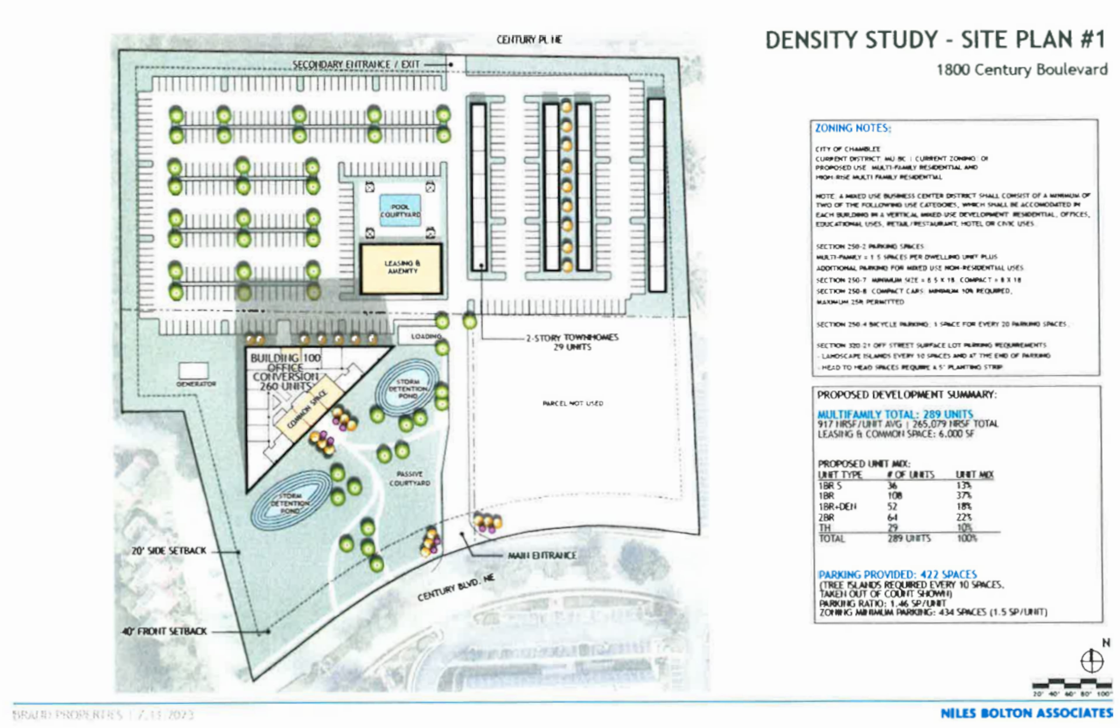 This is a site map of 1800 Century Blvd., an 18-story office building in Chamblee that is slated to be converted into housing.