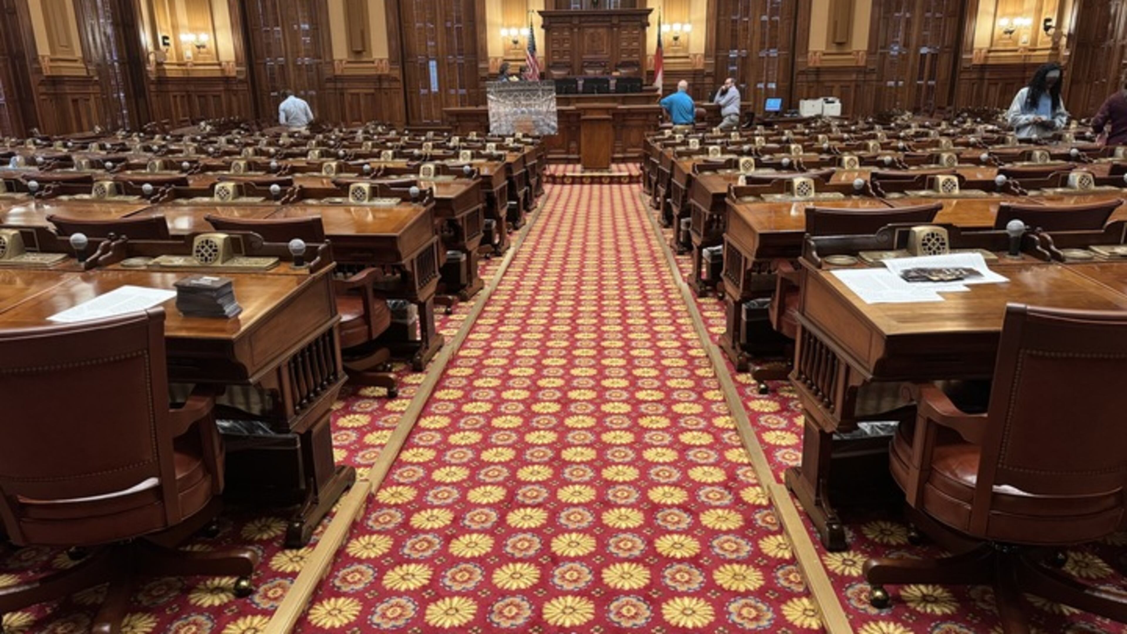 The new carpet installed at the House of Representatives at the Capitol in Atlanta, as pictured on Wednesday, Jan. 7, 2026. (Adam Beam/AJC)