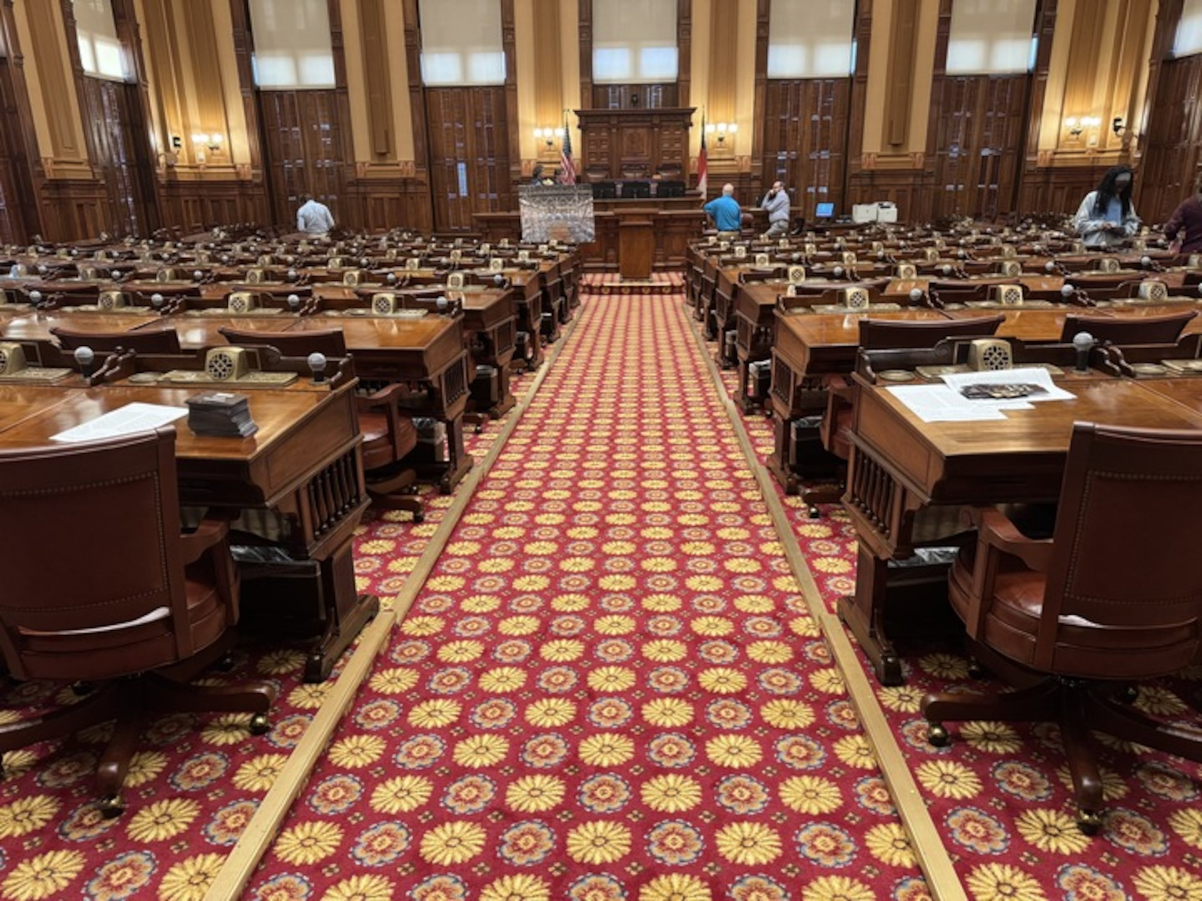 The new carpet installed at the House of Representatives at the Capitol in Atlanta. (Adam Beam/AJC)