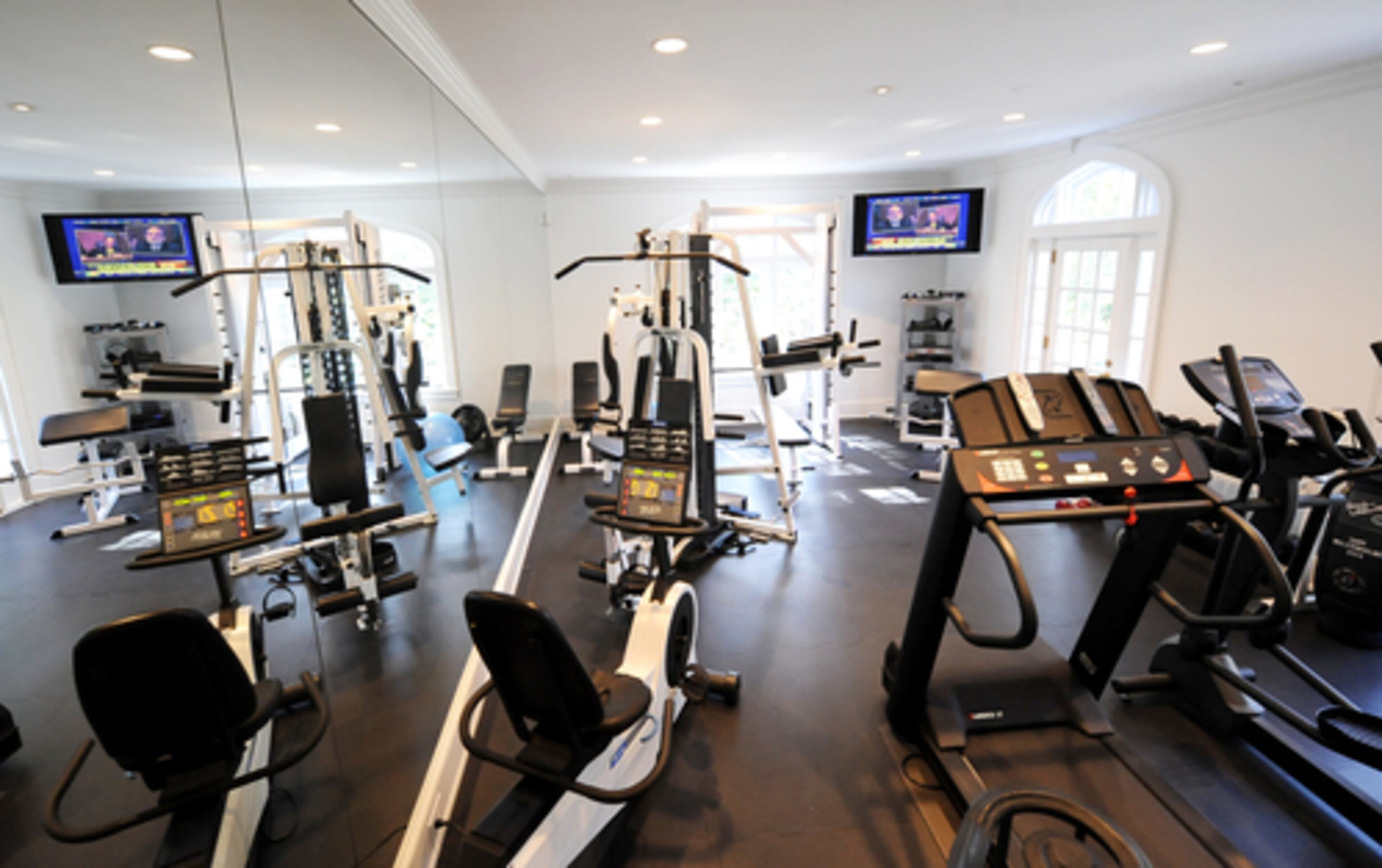 A gym was added to the lower level of the house during the renovation.