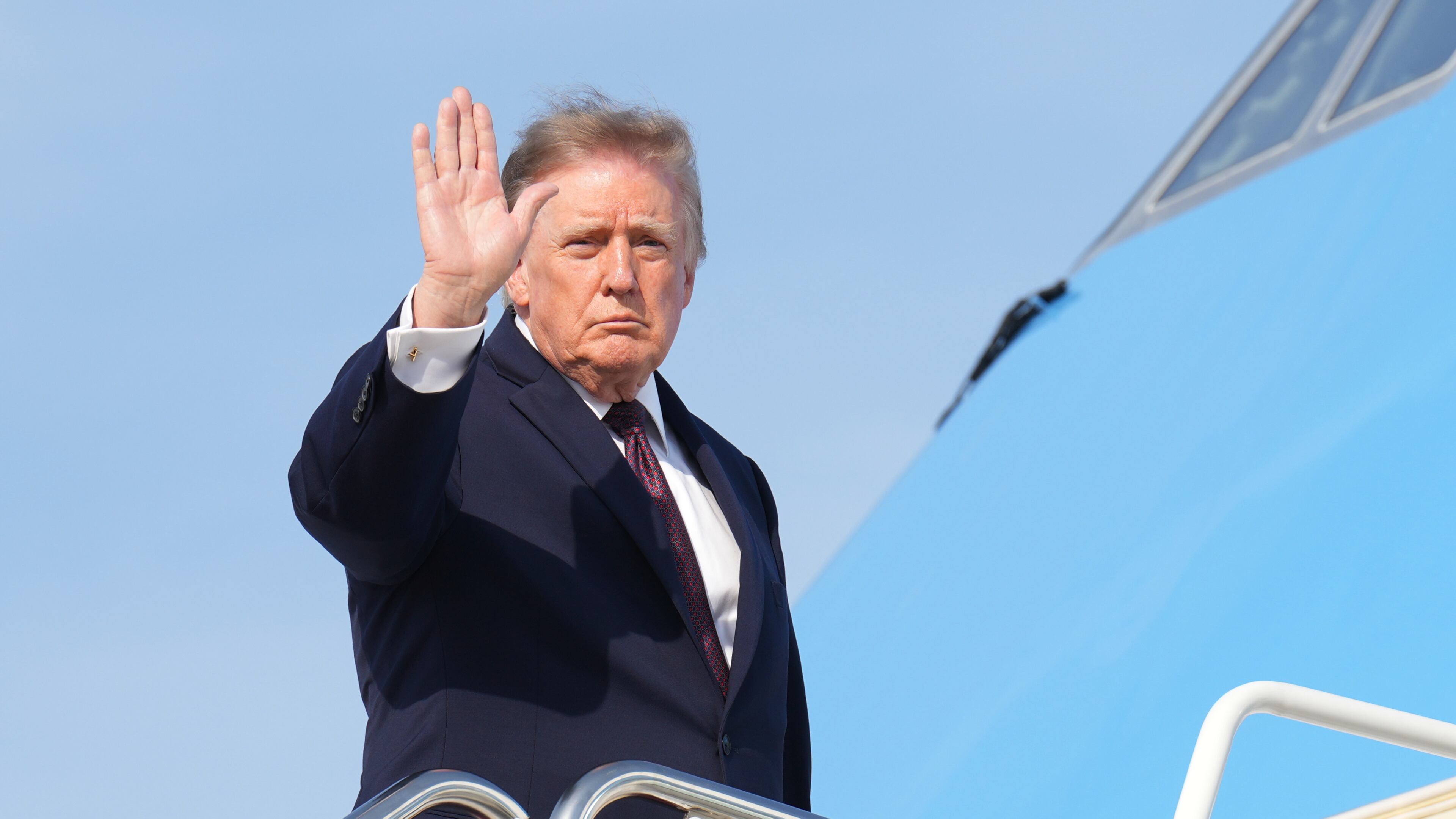 President Donald Trump boards Air Force One at Joint Base Andrews, Md., Friday, Oct. 2, 2026, en route to Alabama. (AP Photo/Jacquelyn Martin)