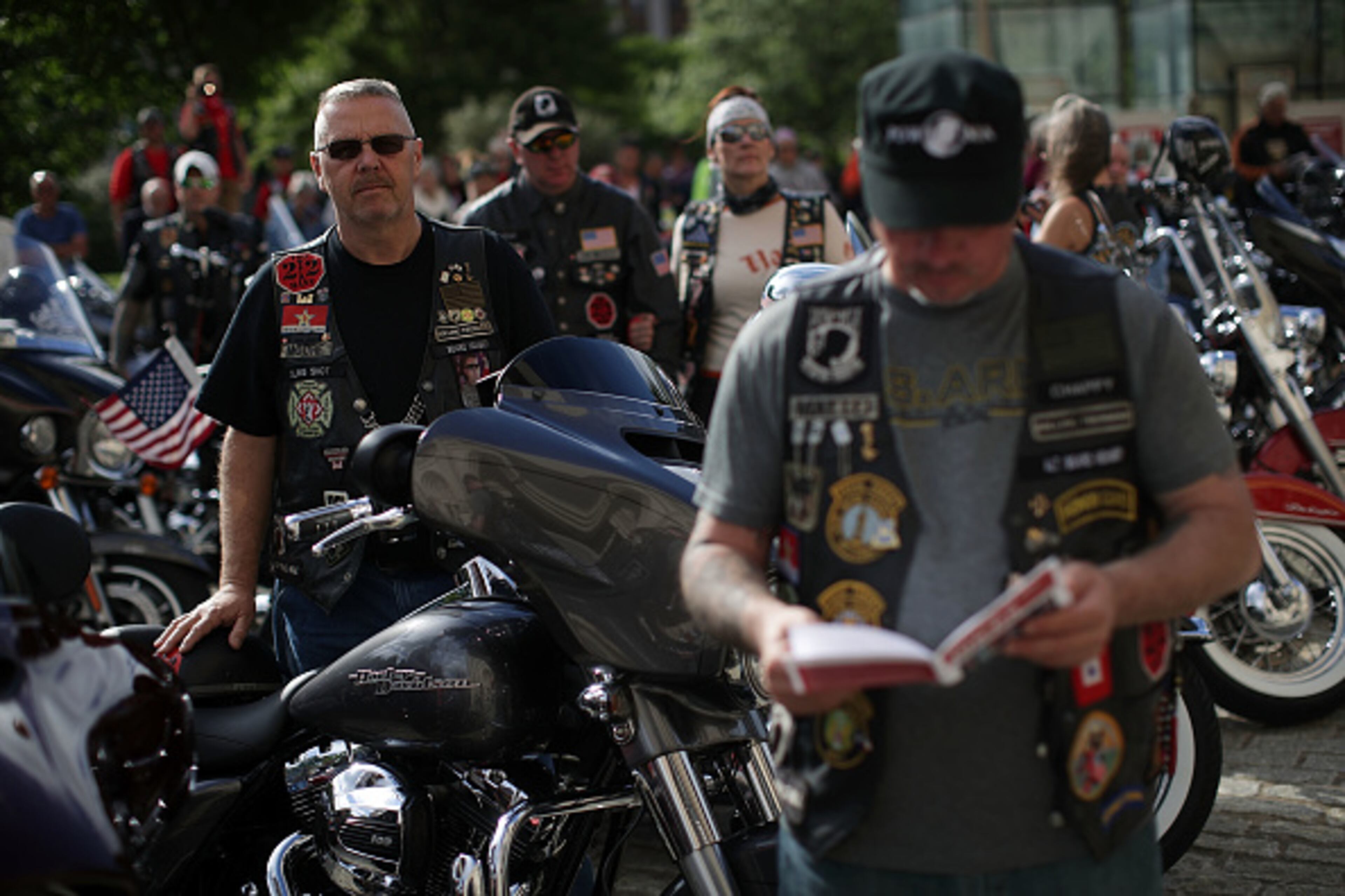 WASHINGTON, DC - MAY 26: Bikers participate in a Blessing of the Bikes event at the National Cathedral May 26, 2017 in Washington, DC. Rolling Thunder will mark the 30th anniversary of its annual "Ride for Freedom" motorcycle procession and commemorative events this Memorial Day weekend for raising the attention of POW and MIA issues. (Photo by Alex Wong/Getty Images)