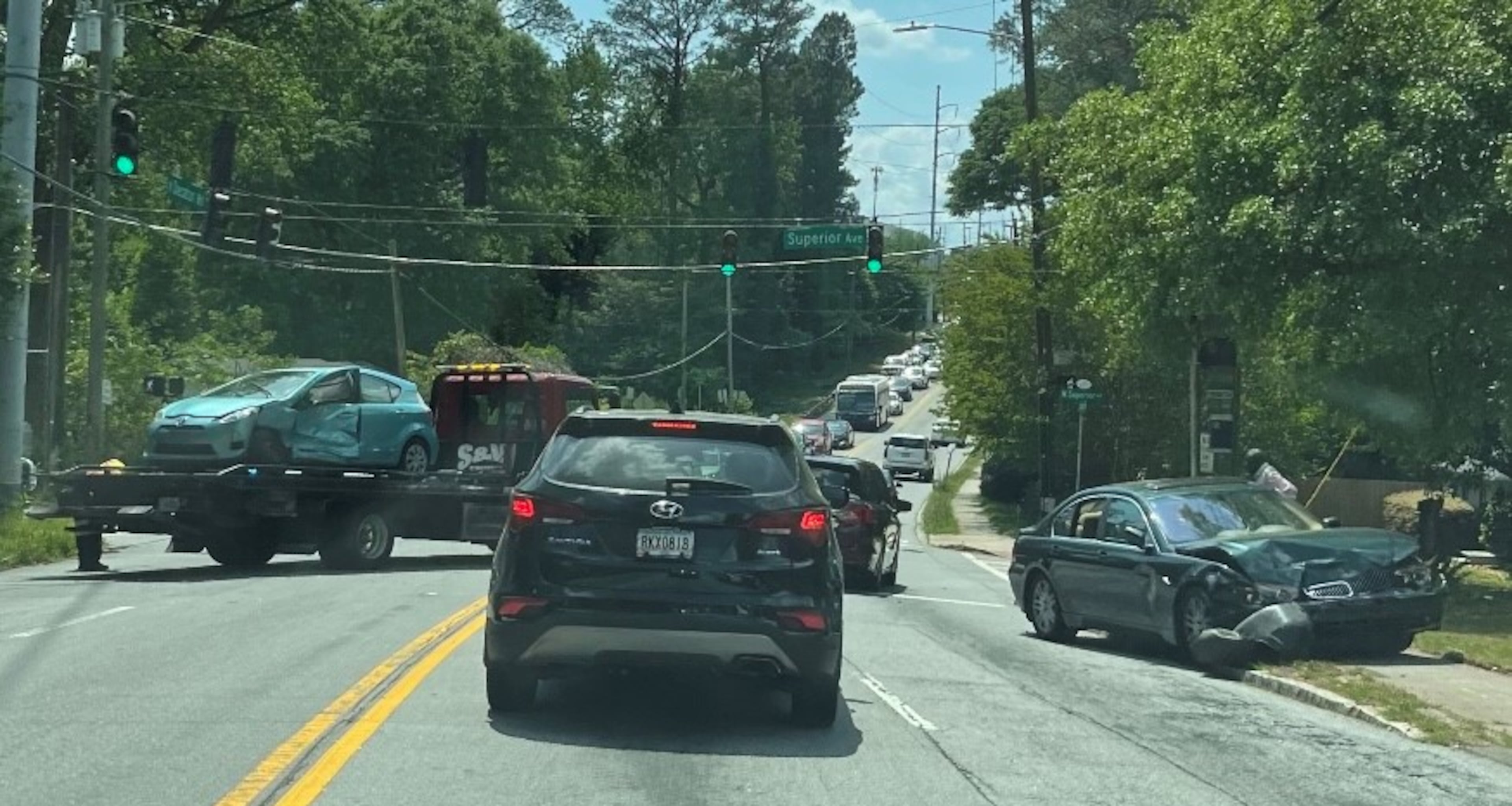 Once again, the intersection of North Decatur Road and Superior Avenue was the scene of a serious wreck. Last week, a car blew through a red light, according to police, and slammed into a Prius. The driver was knocked unconscious but survived. (Courtesy of Decaturish and Adam Francois Watkins)