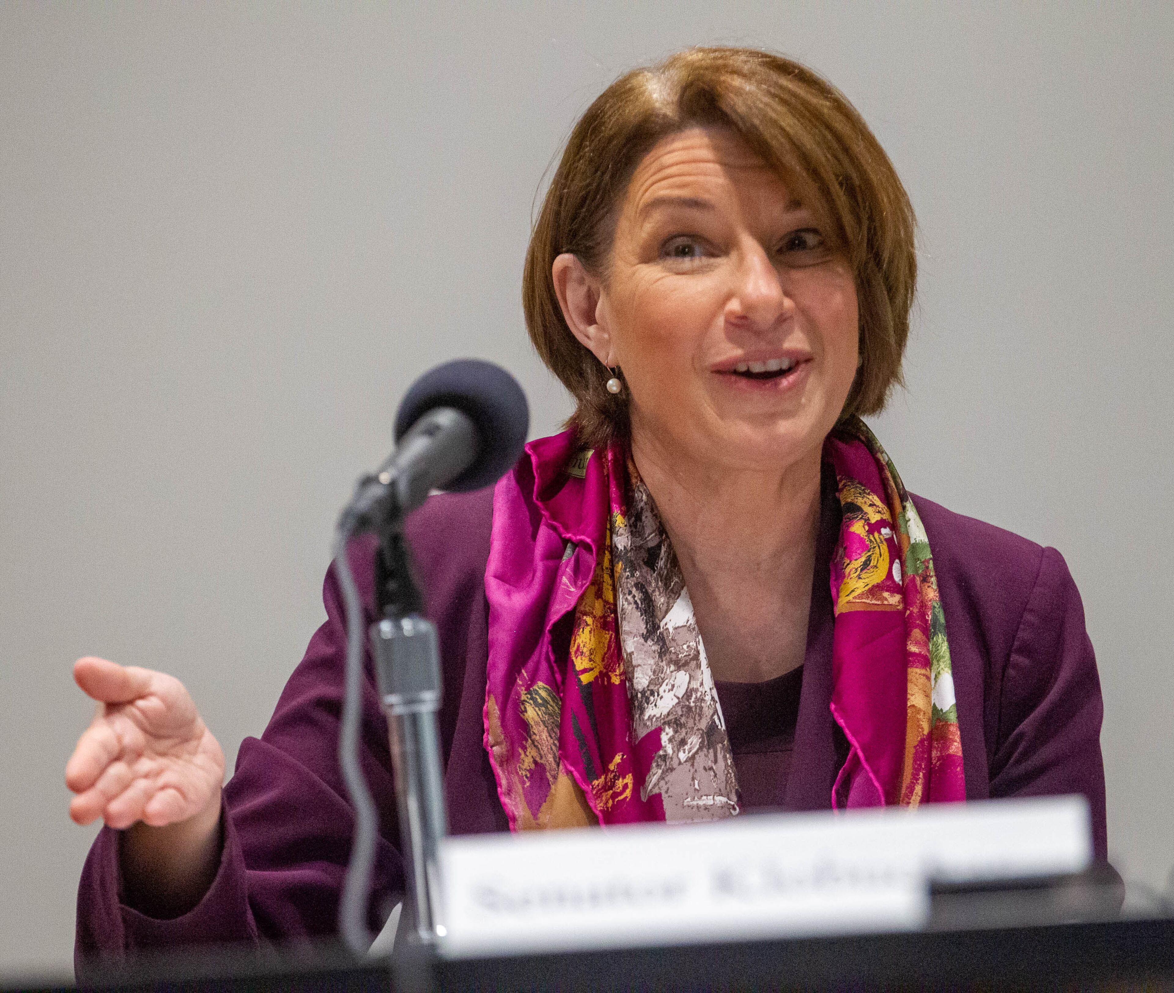 U.S. Sen. Amy Klobuchar, D-Minn., speaks during a roundtable conversation on the obstacles to voting held Sunday, July 18, 2021, at at Smyrna Community Center. (Photo: Steve Schaefer for The Atlanta Journal-Constitution)