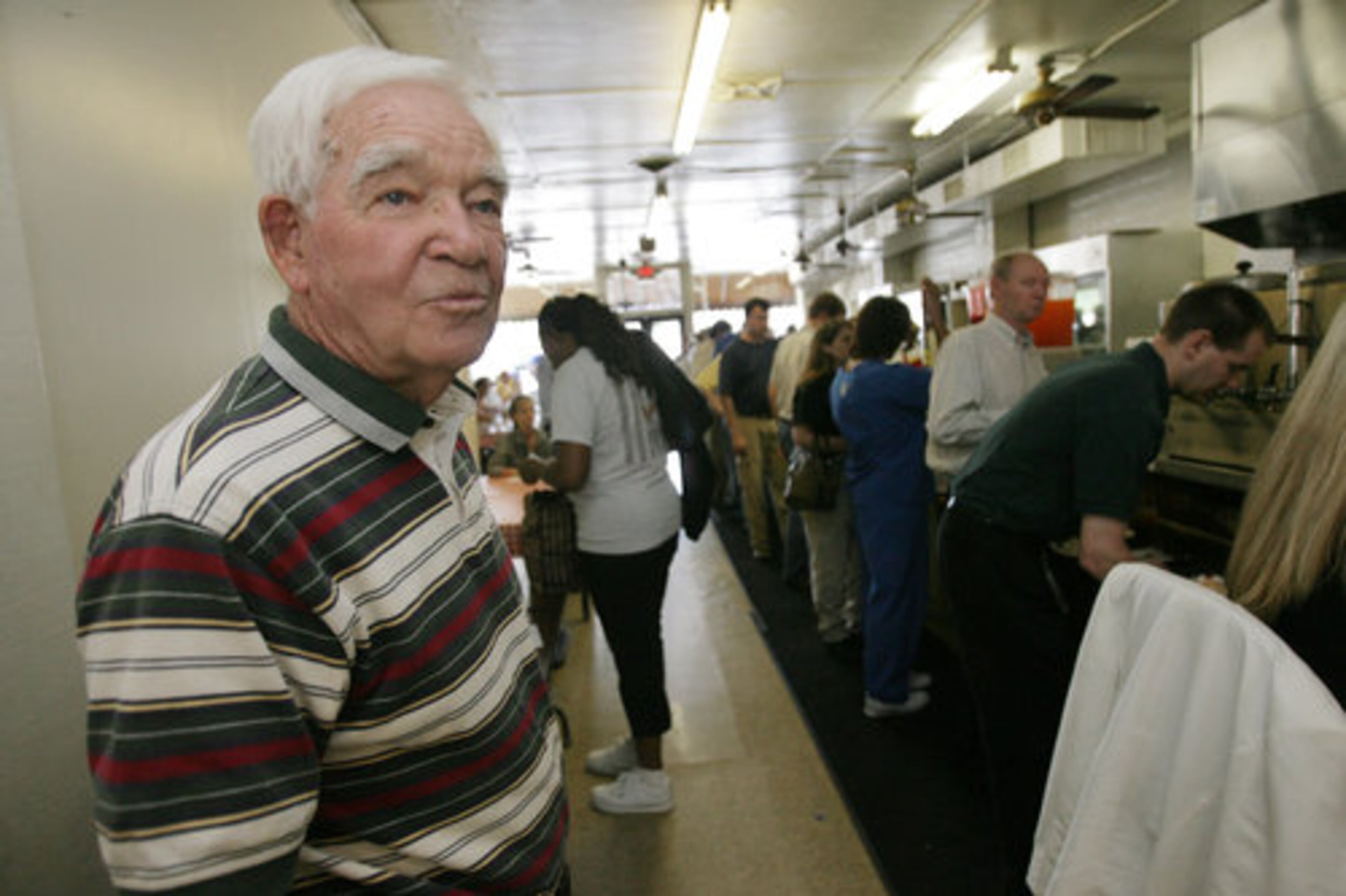 Fred Wages, a 79-year-old retired General Motors worker, has been coming to Matthews Cafeteria since the day it opened in 1953. "I'll keep going for as long as I live," he said.