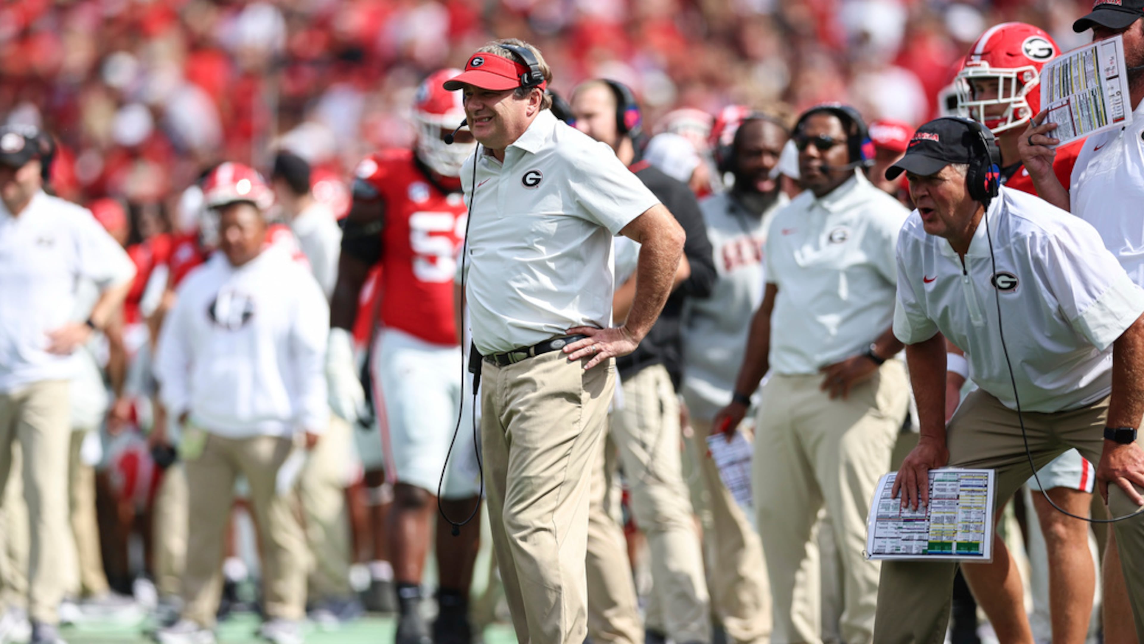 Georgia coach Kirby Smart knows this particular UGA team, with its lack of experience and offensive line injuries, could be particularly tested by the opening road game against an opponent like Tennessee. (Colin Hubbard/AP)