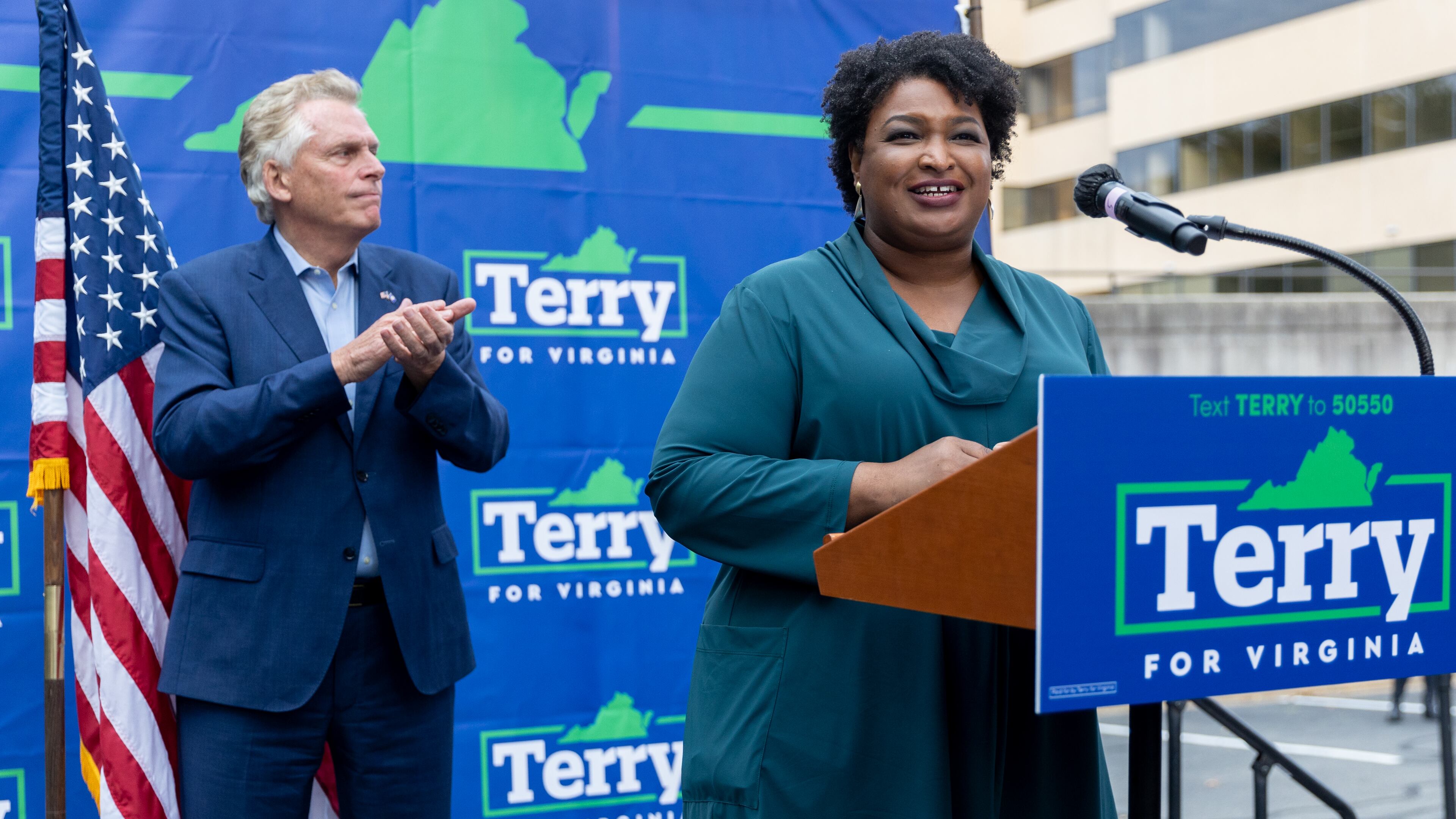Stacey Abrams speaks during a rally with Virginia Democratic gubernatorial candidate Terry McAullife during a rally last month in Fairfax, Virginia.