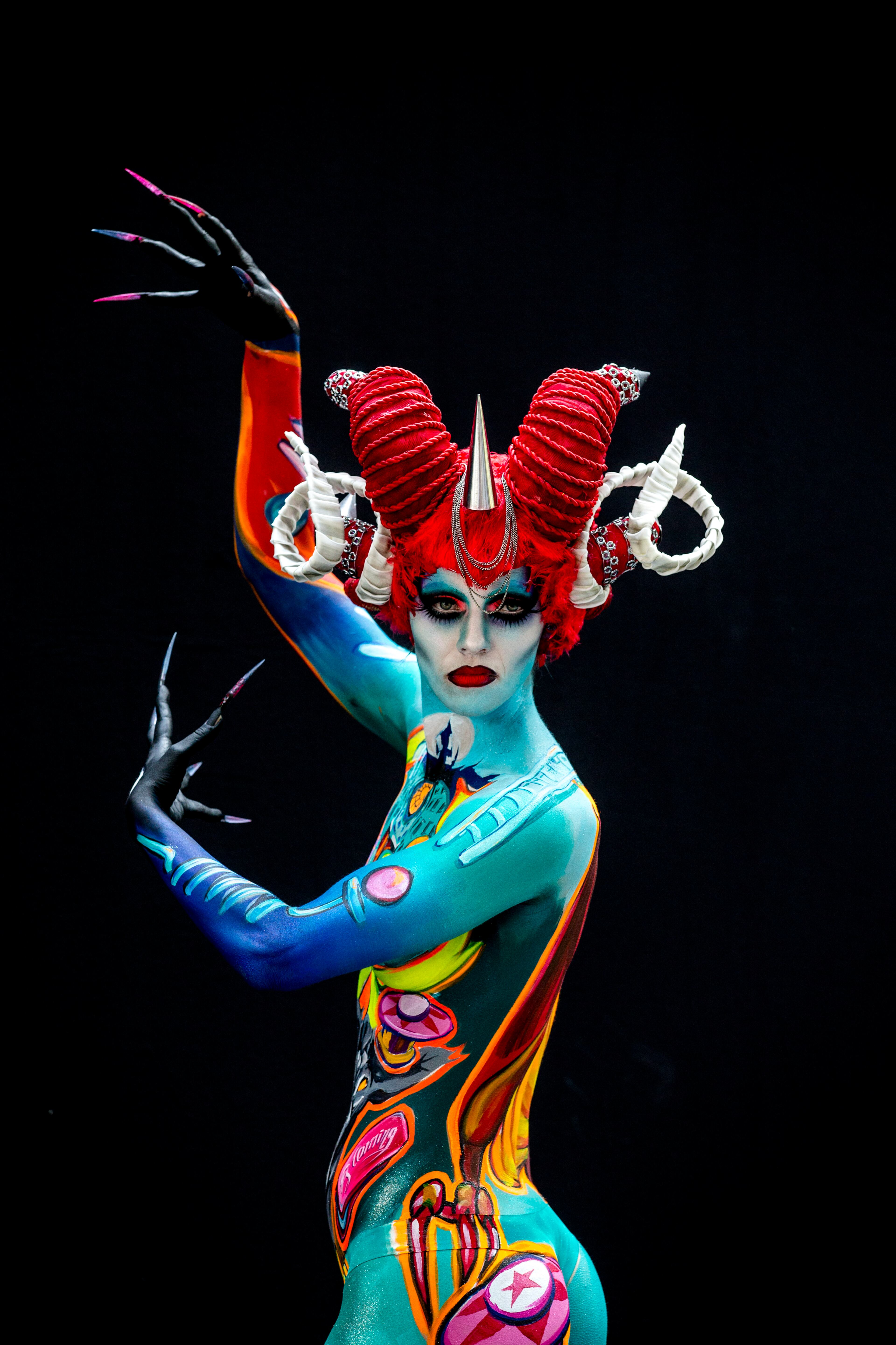 POERTSCHACH AM WOERTHERSEE, AUSTRIA - JULY 04: A model poses for a picture during the World Bodypainting Festival 2015 on July 4, 2015 in Poertschach am Woerthersee, Austria. (Photo by Jan Hetfleisch/Getty Images)
