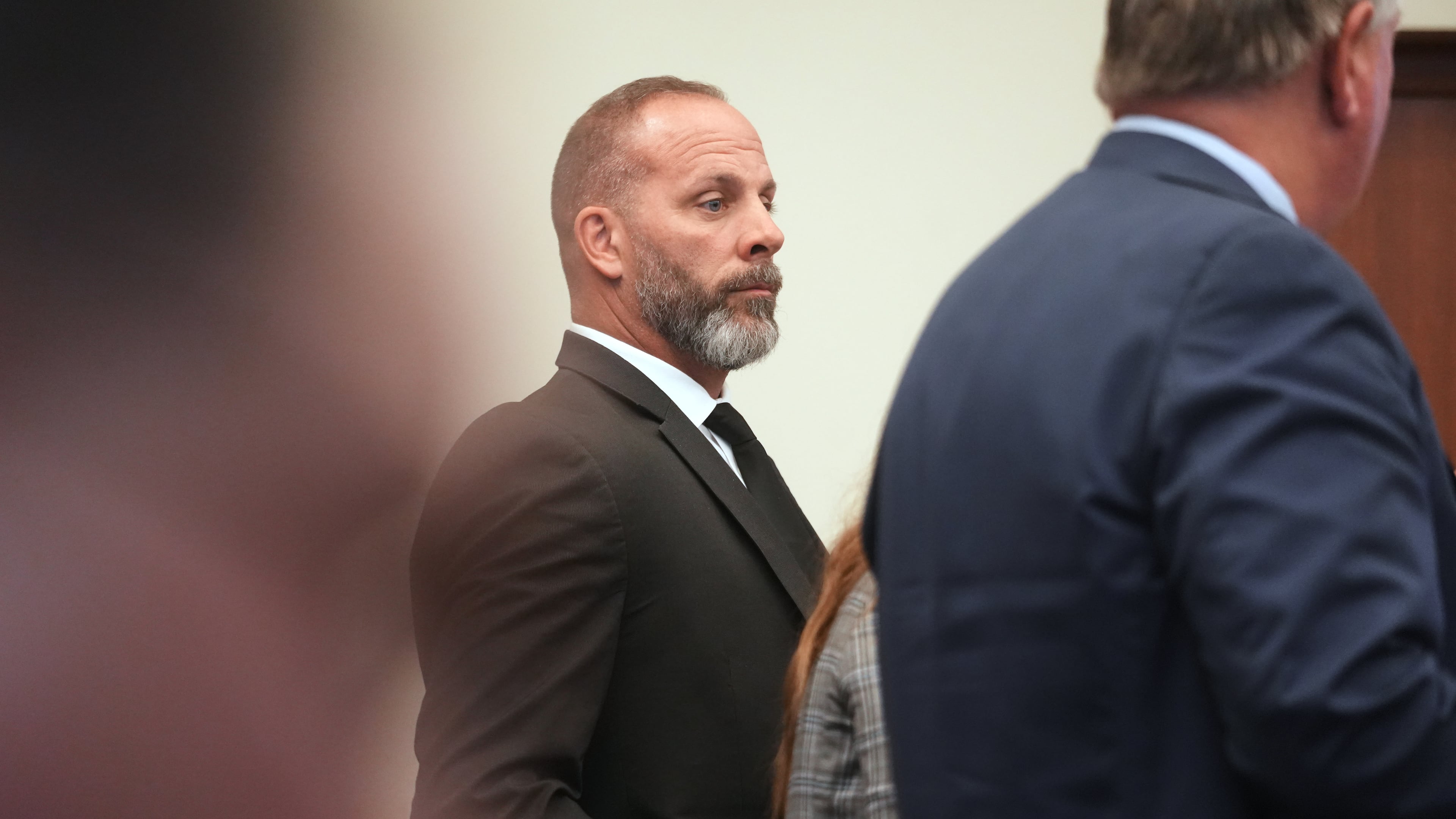 Former sheriff's deputy Jason Meade stands during closing arguments of his retrial on Wednesday, May 6, 2026, inside Franklin County Court of Common Pleas in Columbus, Ohio. (Doral Chenoweth/The Columbus Dispatch via AP, Pool)