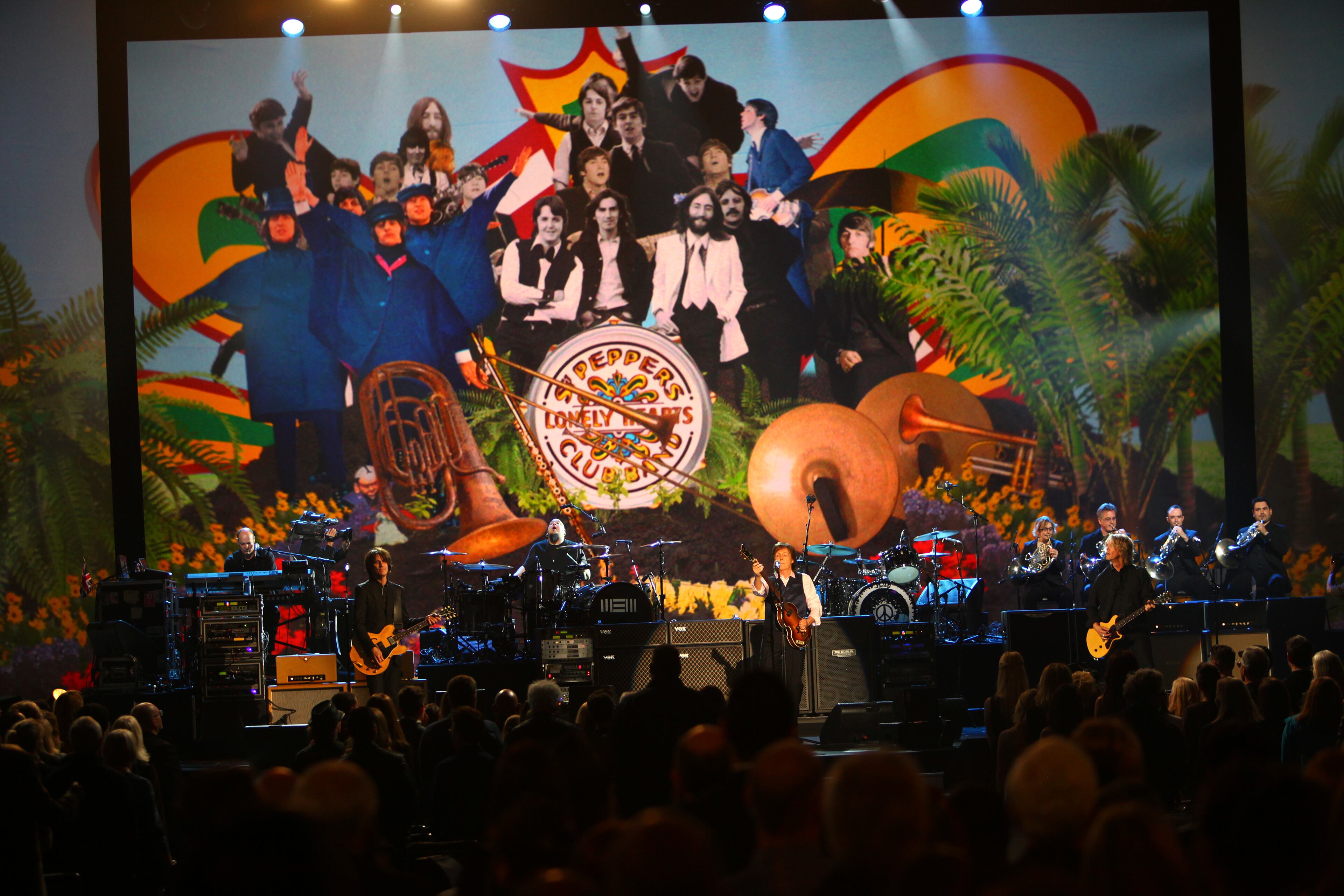 Paul McCartney performs at The Night that Changed America: A Grammy Salute to the Beatles, on Monday, Jan. 27, 2014, in Los Angeles. (Photo by Zach Cordner/Invision/AP)