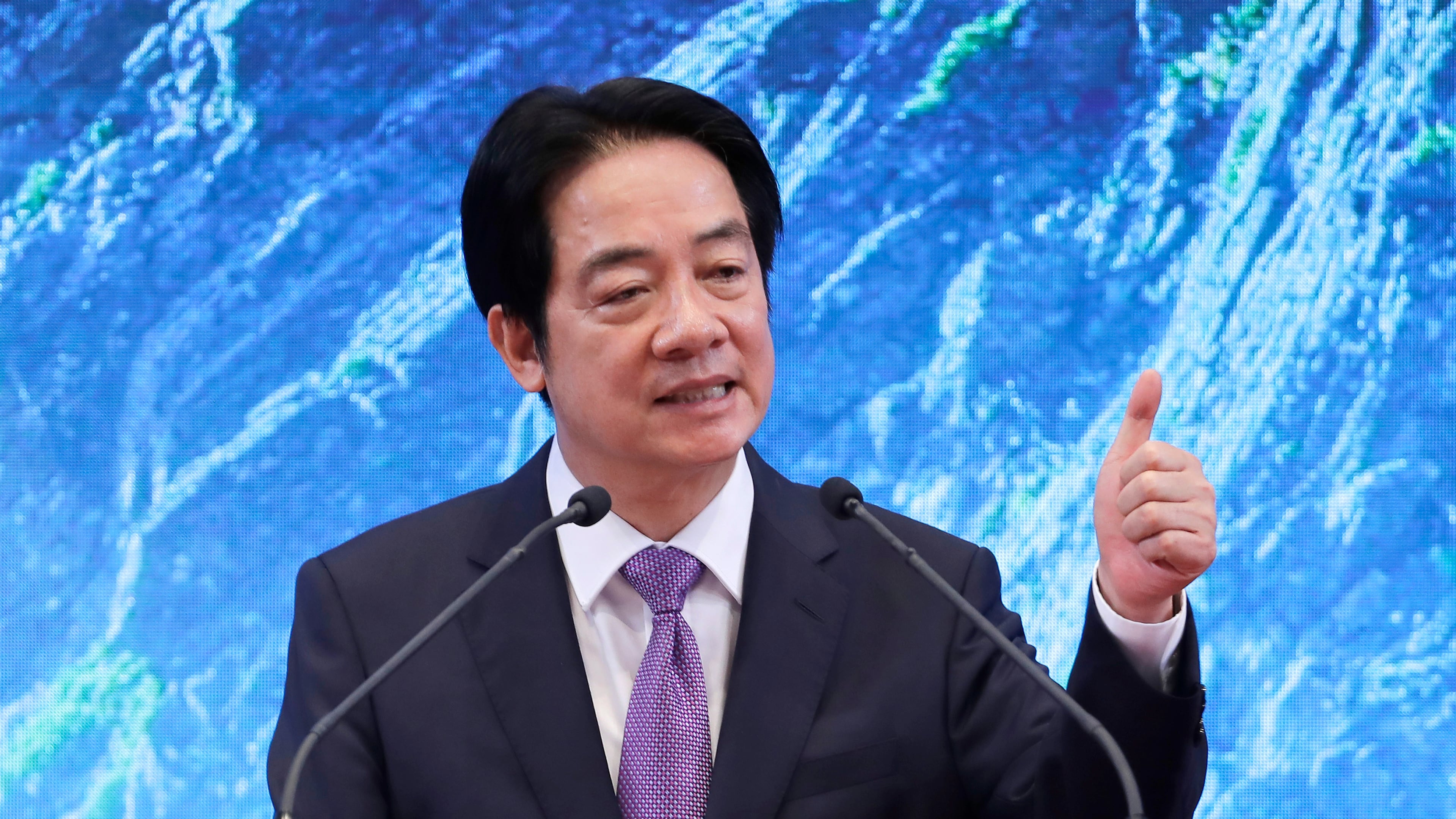 Taiwanese President Lai Ching-te delivers a speech to mark his second anniversary in office during a press conference in Taipei, Taiwan, Wednesday, May 20, 2026. (AP Photo/Chiang Ying-ying)