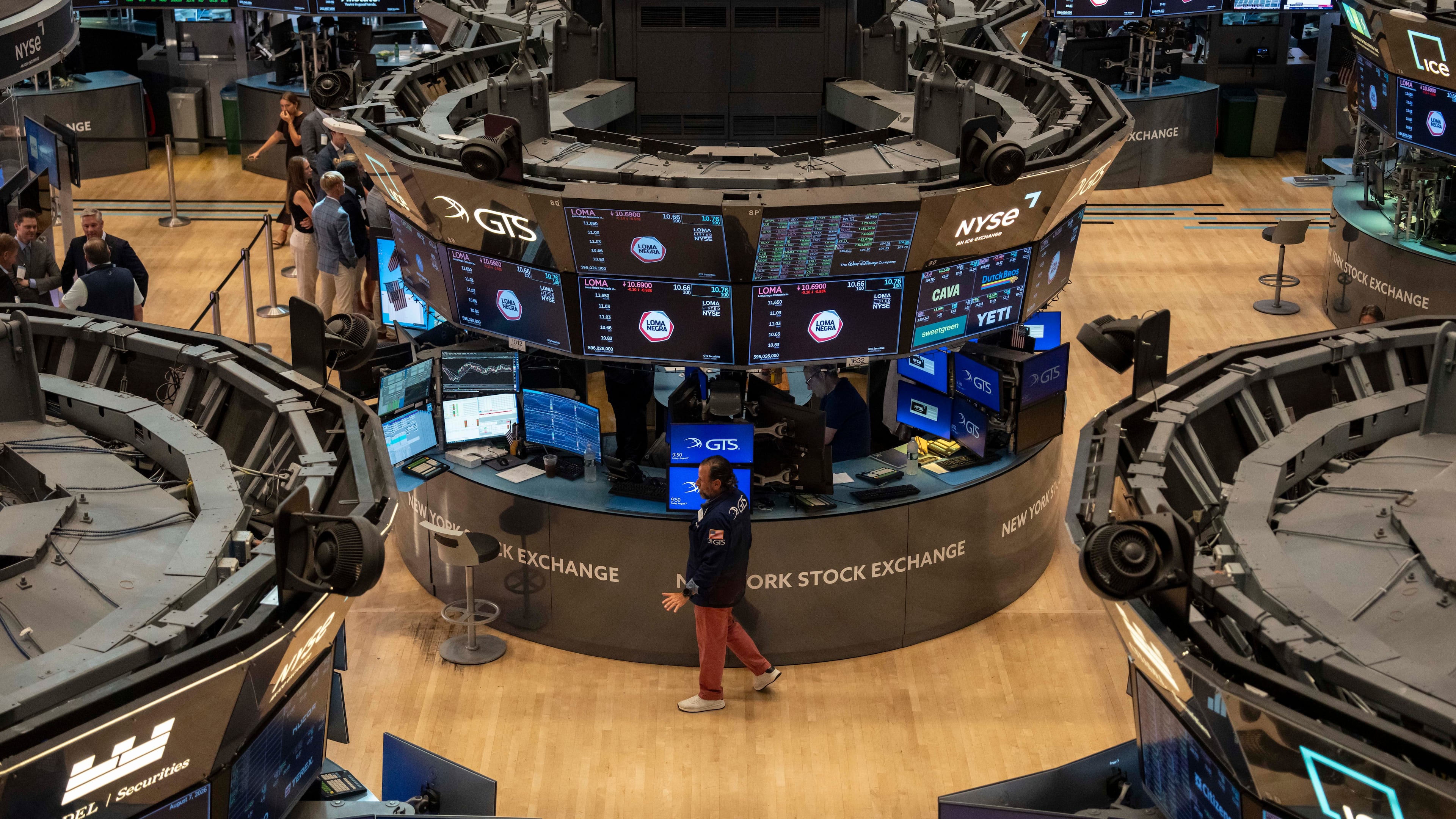 A general view shows the trading floor of the New York Stock Exchange, Friday, Aug. 7, 2026, in New York. (AP Photo/Yuki Iwamura)