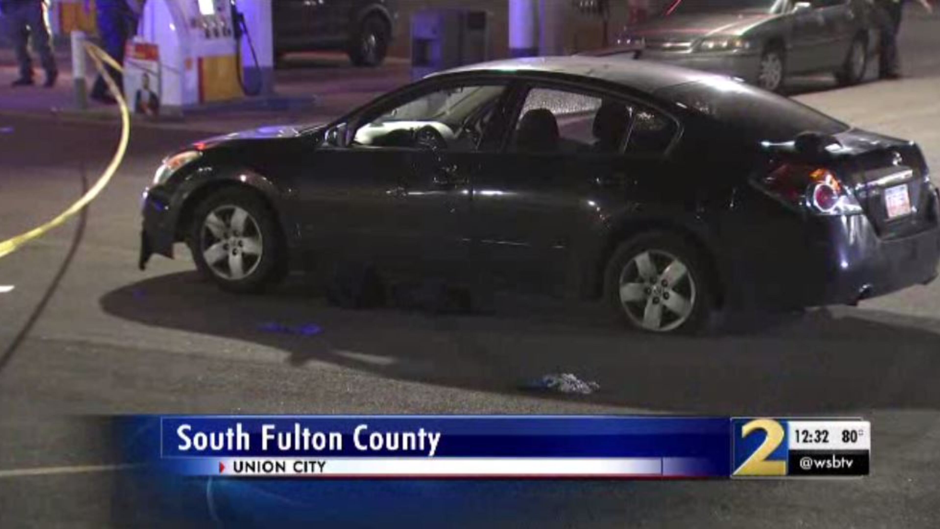 The man was sitting with a friend inside a car at a Chevron station on Buffington Road when they took gunfire, Union City police said. They drove to a Shell station on Flat Shoals Road to call for help.