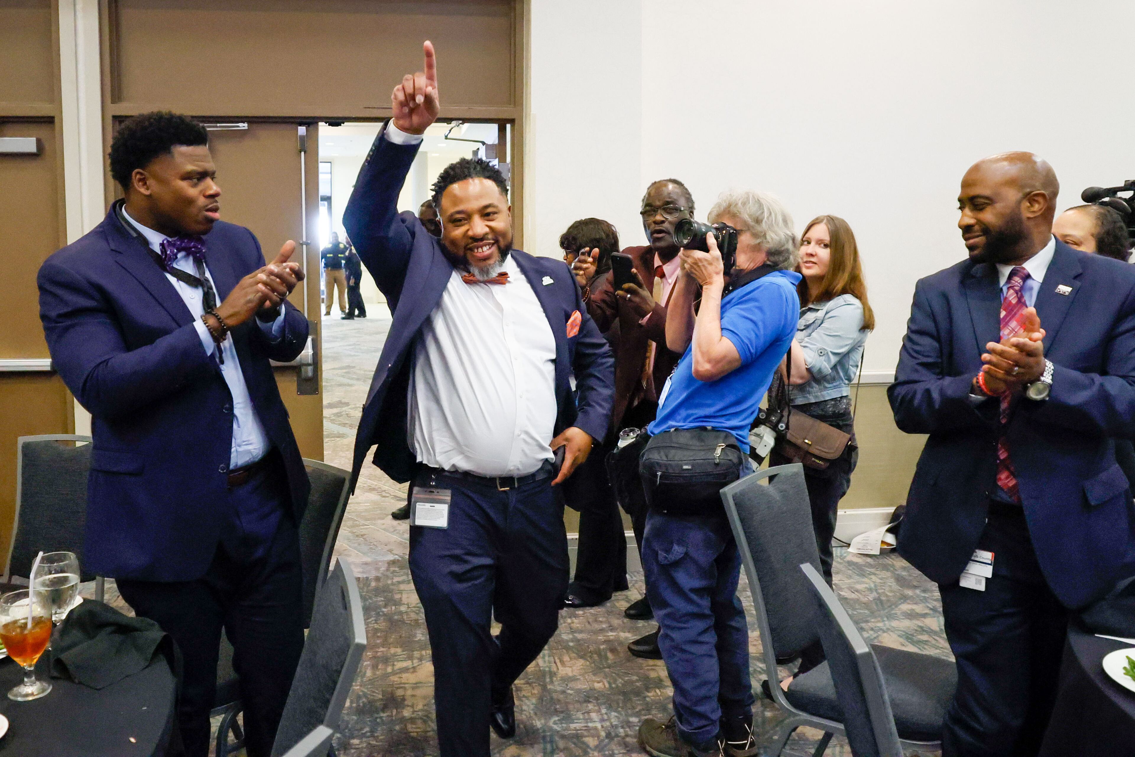 DeKalb County Superintendent Devon Horton makes his entrance at the State of the District address at Courtyard by Marriott hotel in downtown Decatur on Thursday, March 14, 2024. (Miguel Martinez /miguel.martinezjimenez@ajc.com)