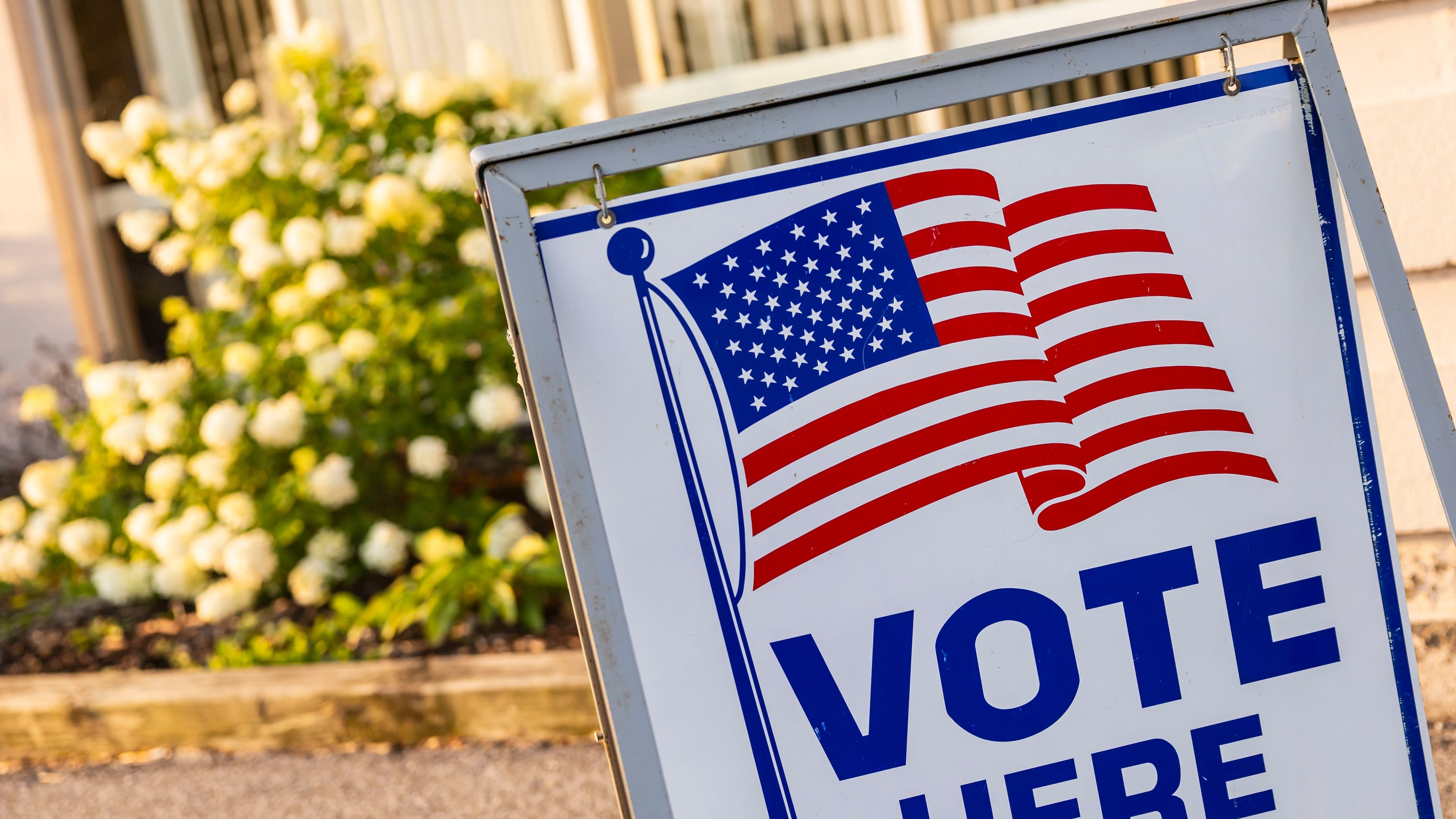 A view of a voting sign at the Portsmouth Township Fire Department, during primary election day, Tuesday, Aug. 4, 2026 in Bay City, Mich. (Kaytie Boomer/The Bay City Times via AP)