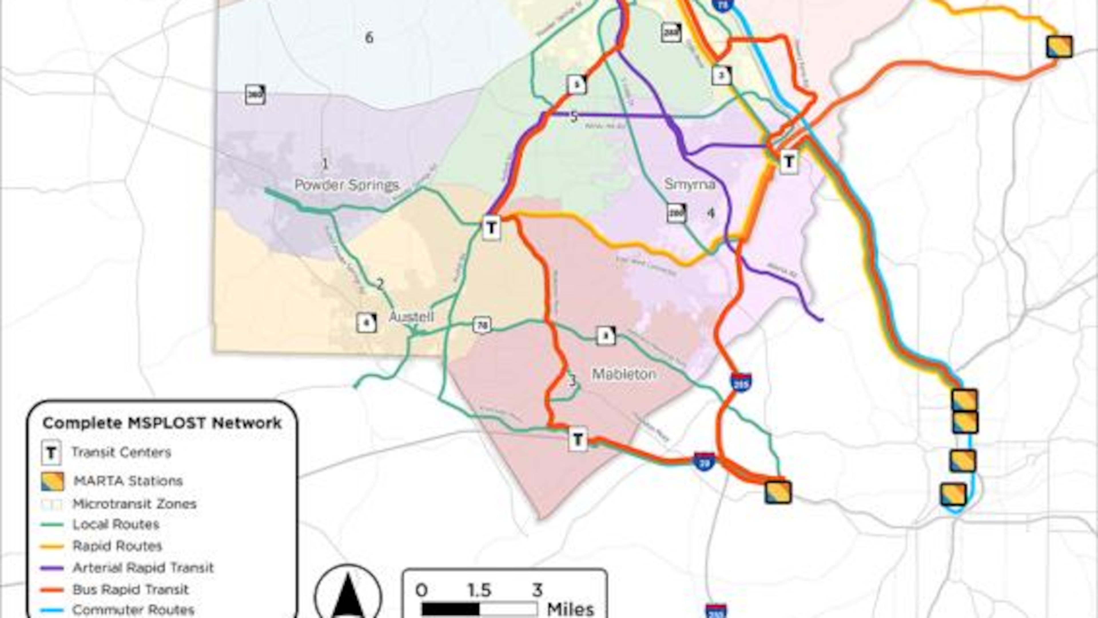 If a sales tax is approved on the November 2024 ballot, Cobb County plans to add Bus Rapid Transit and Arterial Rapid Transit lines, along with expanding CobbLinc service and further connecting the network to MARTA.
