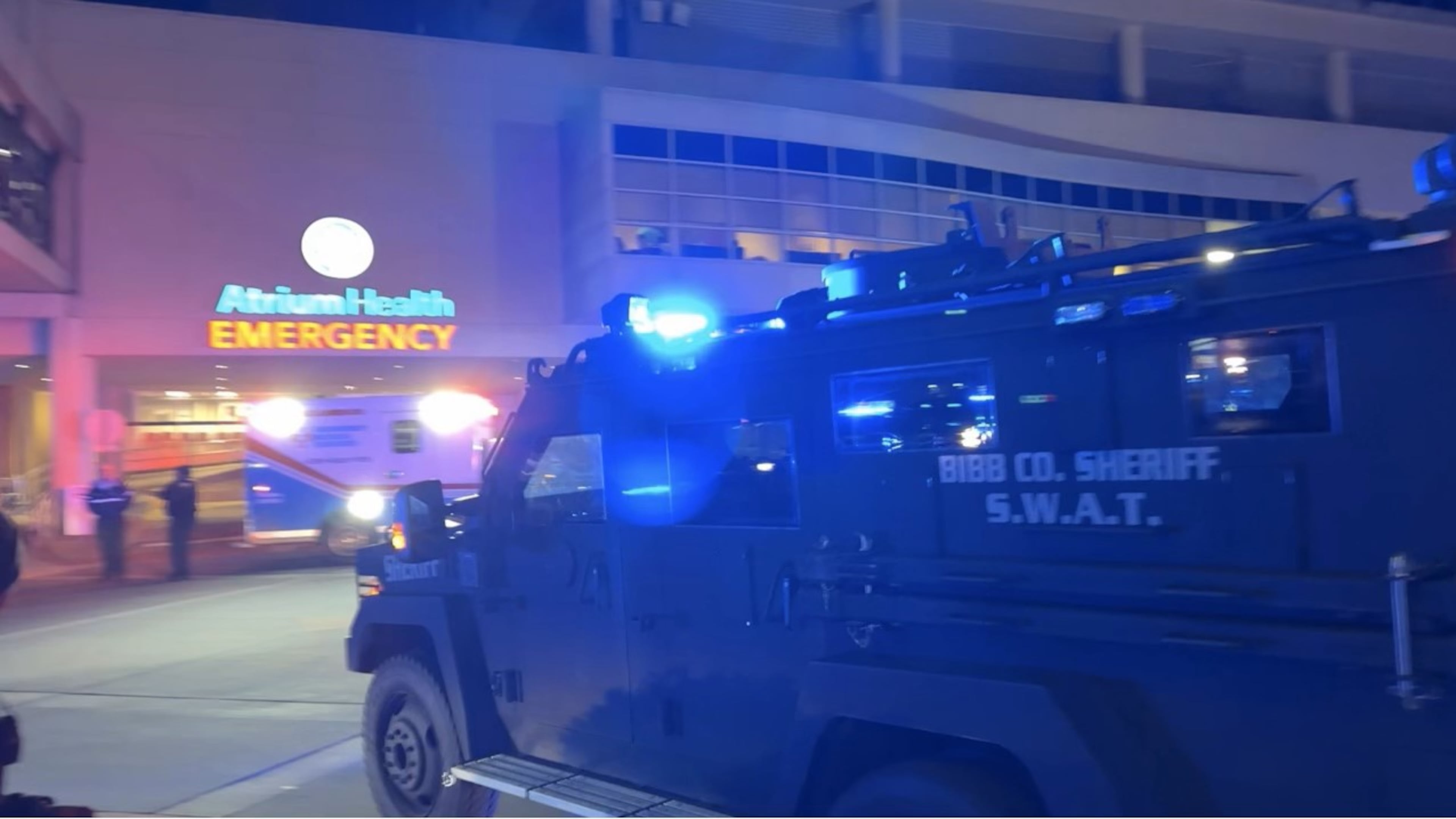 Police swarm Atrium Health Navicent The Medical Center in Macon, Georgia on Wednesday, Jan. 17, 2024.