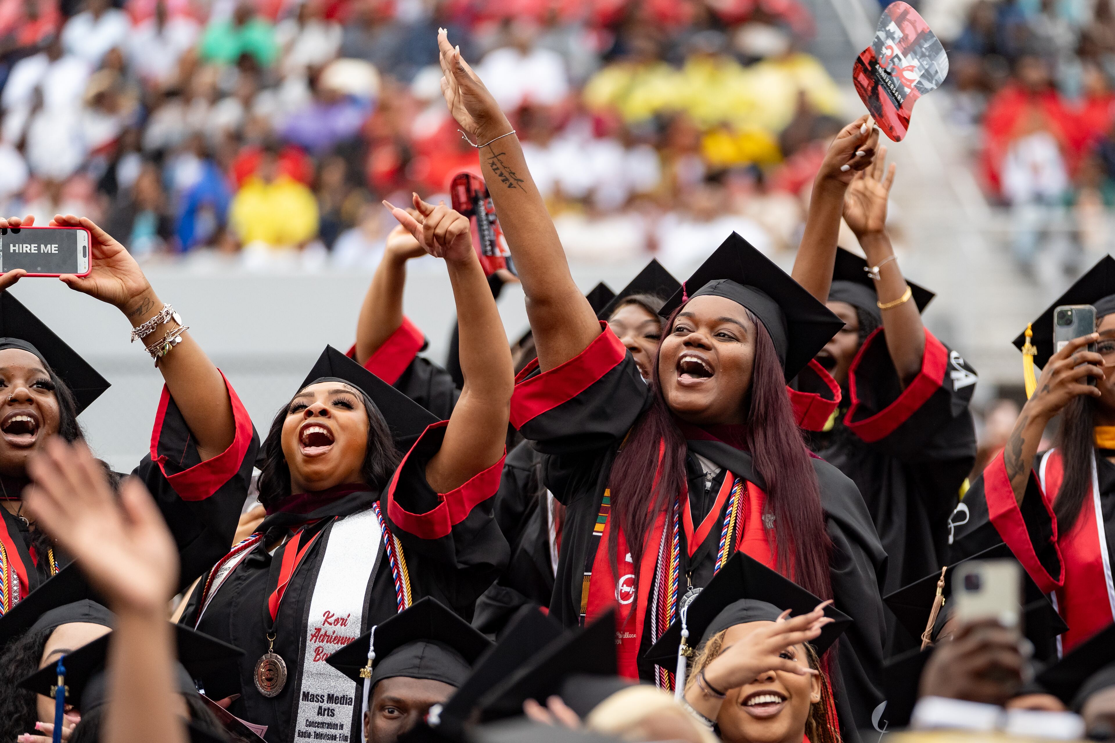 Graduates, faculty and family gather for the Clark Atlanta University 35th annual commencement convocation on Saturday, May 18, 2024. (Ben Hendren for The Atlanta Journal-Constitution)