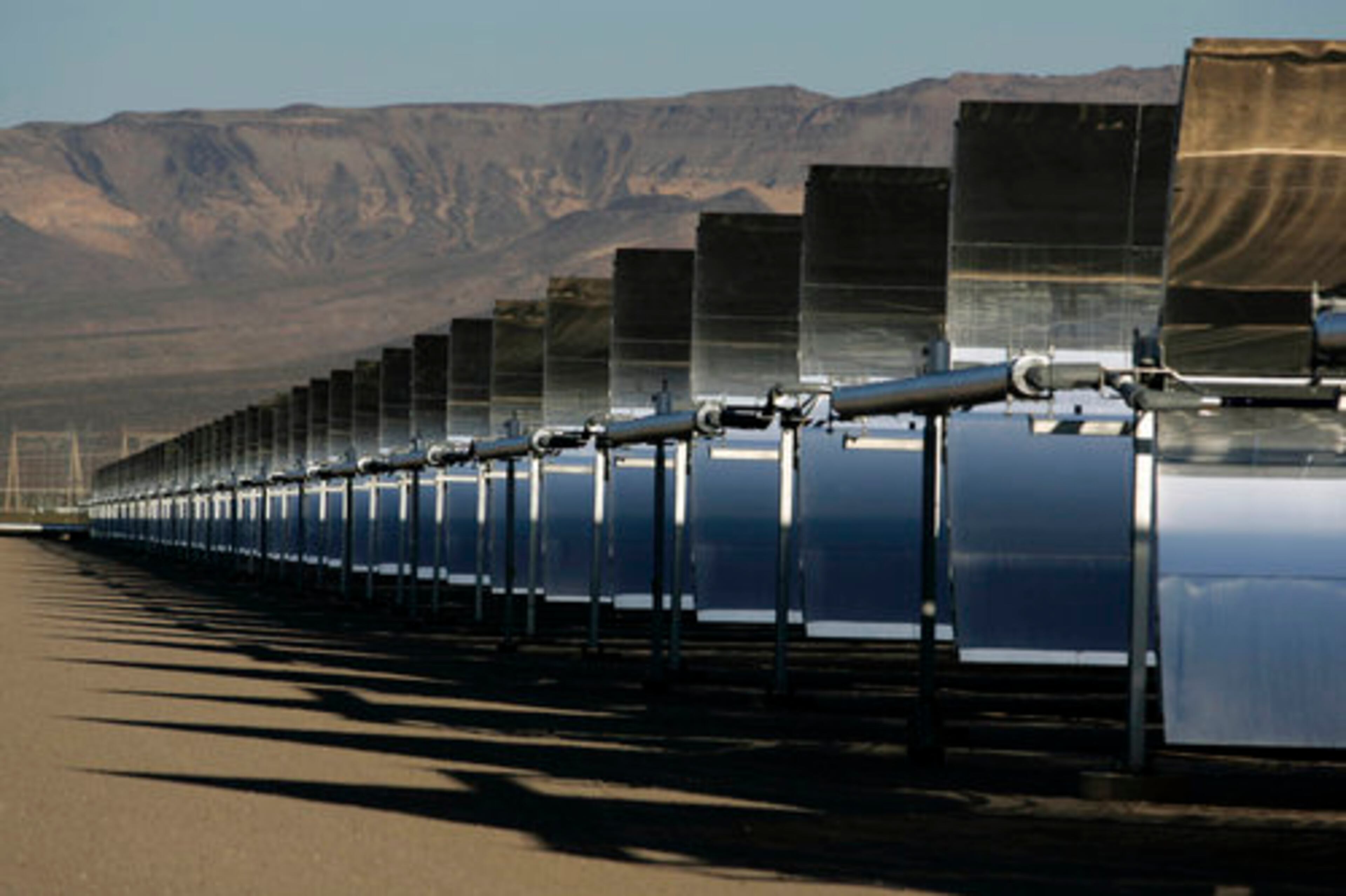 The Nevada Solar One solar power plant near Boulder City, Nev., displays its array in the Eldorado Valley. Faced with a surge in the number of proposed solar power plants, the federal government has placed a moratorium on new solar projects on public land until it studies their environmental impact.
