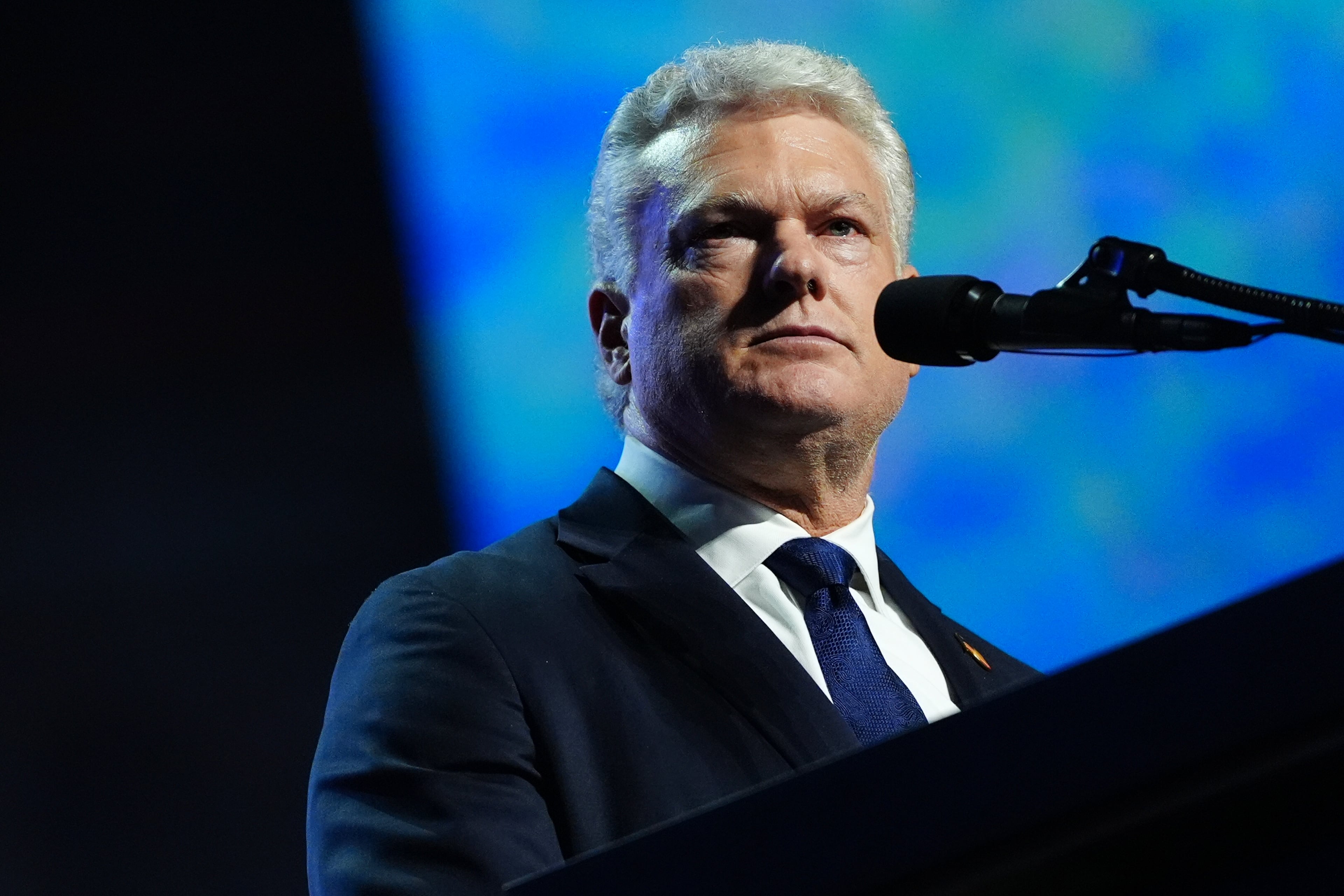 Rep. Mike Collins, R-Ga., U.S. Senate candidate, speaks at the Republican convention, Wednesday, Sept. 9, 2026, in Dallas. (Julia Demaree Nikhinson/AP)