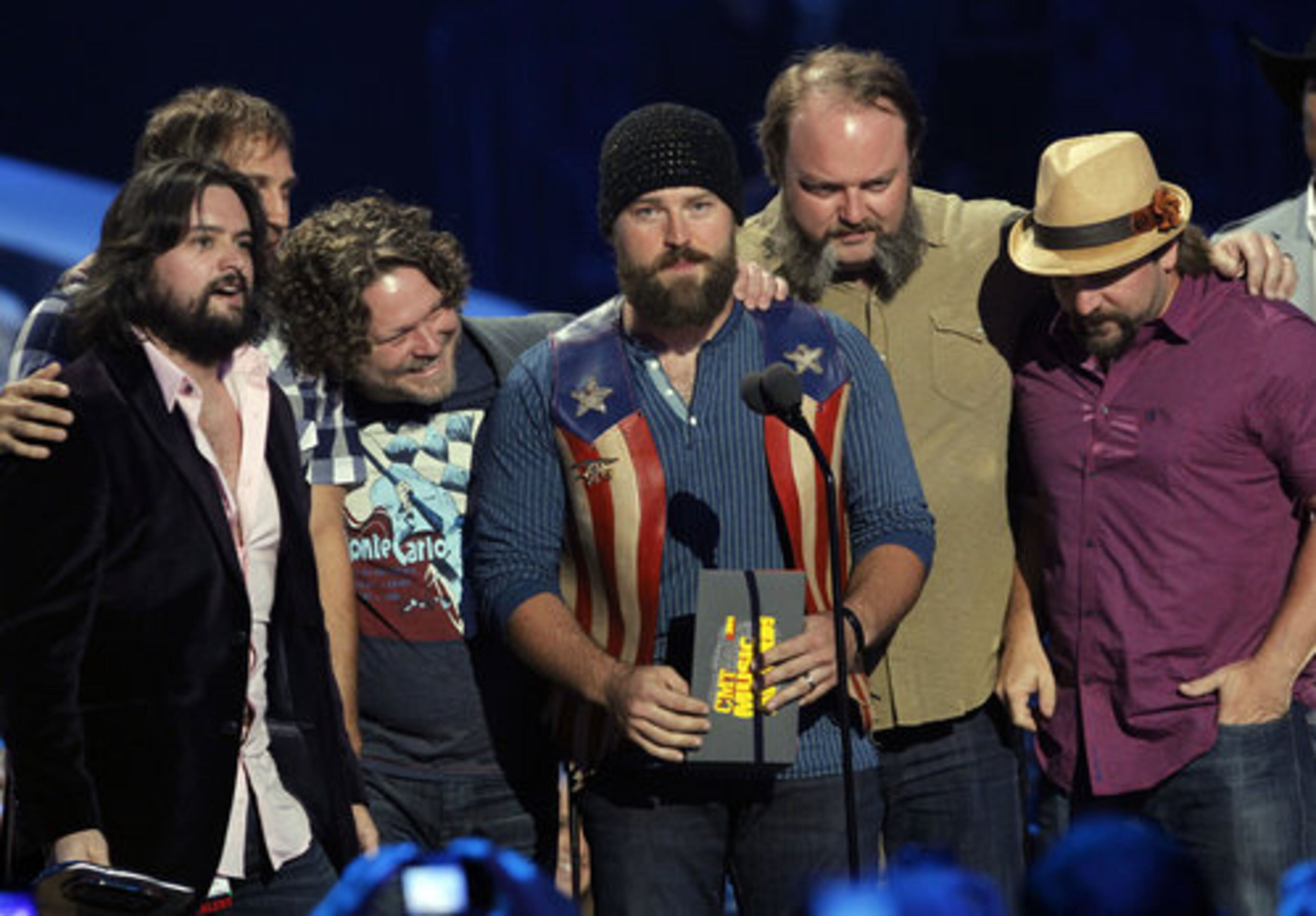 Zac Brown and his band accept the CMT Performance of the Year Award.