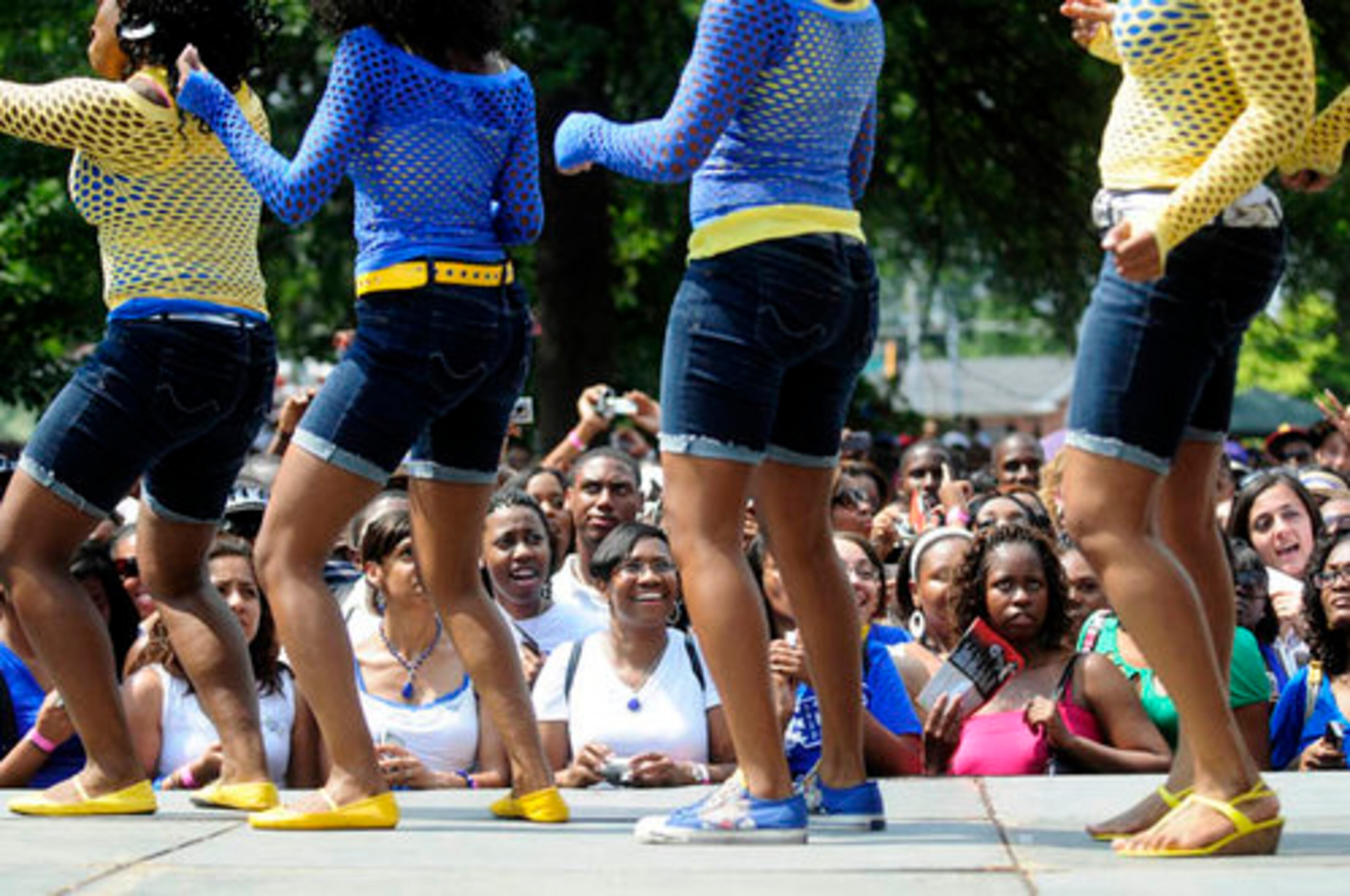 Thousands of people from around the country celebrated the 2008 Atlanta Greek Picnic -- the focal event of Atlanta's Greek Weekend -- at Morris Brown campus on Saturday. Girls from their sorority, Sigma Gamma Rho, dance on stage.