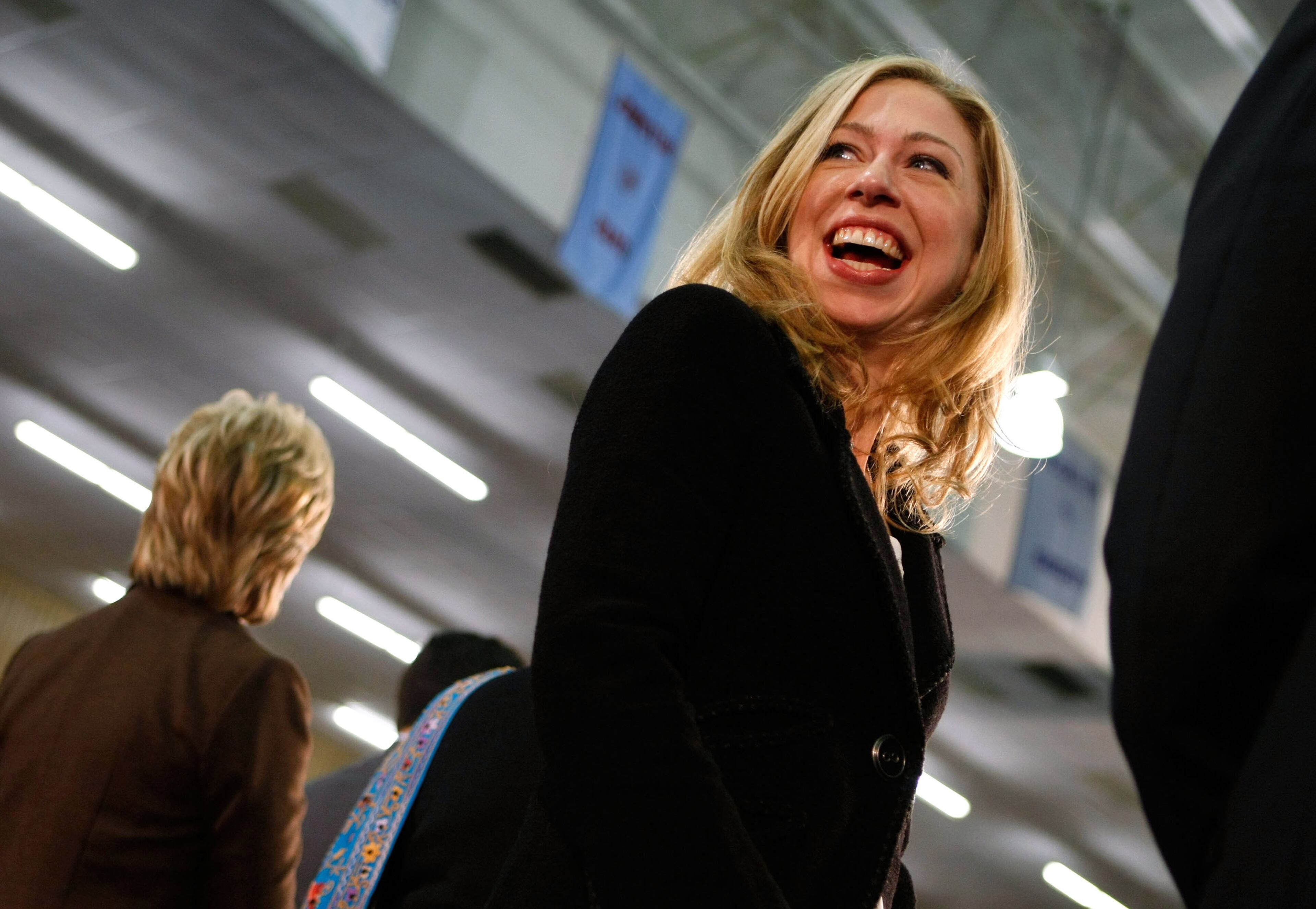 Chelsea Clinton smiles during a campaign rally for her mother, Democratic presidential hopeful U.S. Sen. Hillary Clinton (D-NY) at a campaign rally at the Burger Activity Center March 3, 2008 in Austin, Texas. Voters in Texas, Ohio, Vermont and Rhode Island go to the polls March 4 in what could be pivotal contests for the Democratic nomination between Clinton and Sen. Barack Obama (D-IL). (Photo by Justin Sullivan/Getty Images)