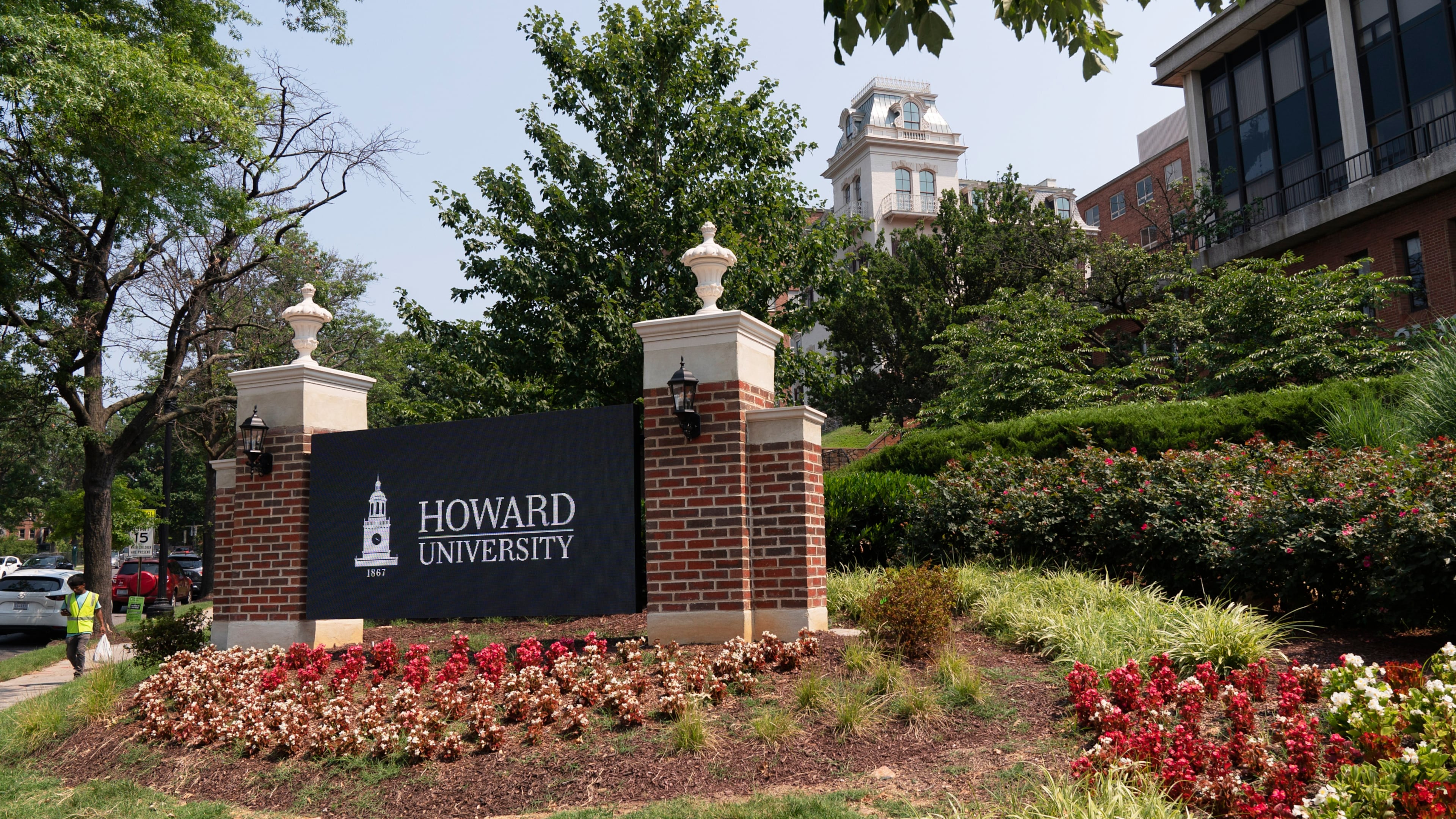 FILE - A sign welcomes people to the Howard University campus in Washington on July 6, 2021. (AP Photo/Jacquelyn Martin, File)