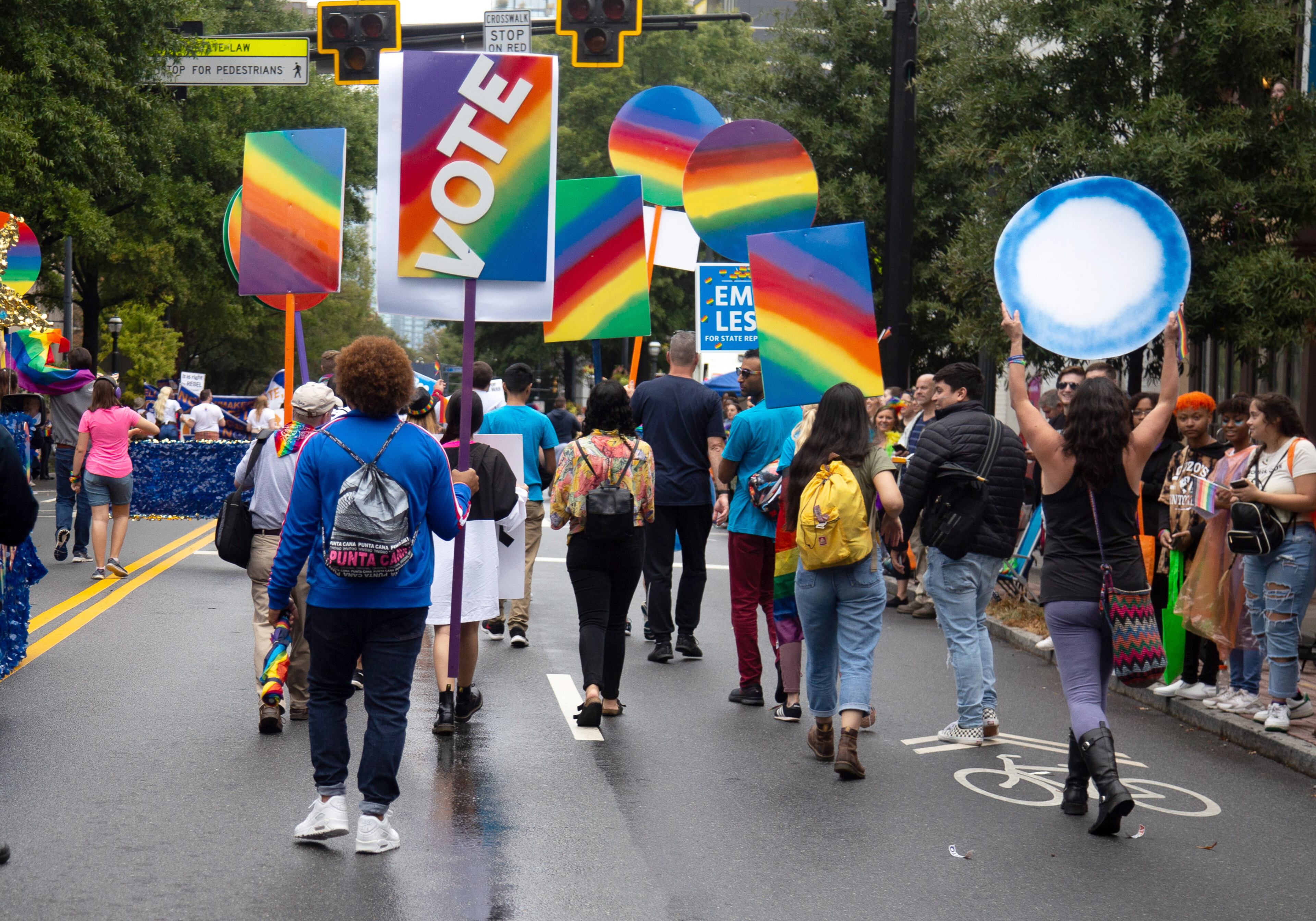 The 49th annual Pride Festival and Parade makes its way down Peachtree Street on Sunday, Oct. 13, 2019. STEVE SCHAEFER / SPECIAL TO THE AJC