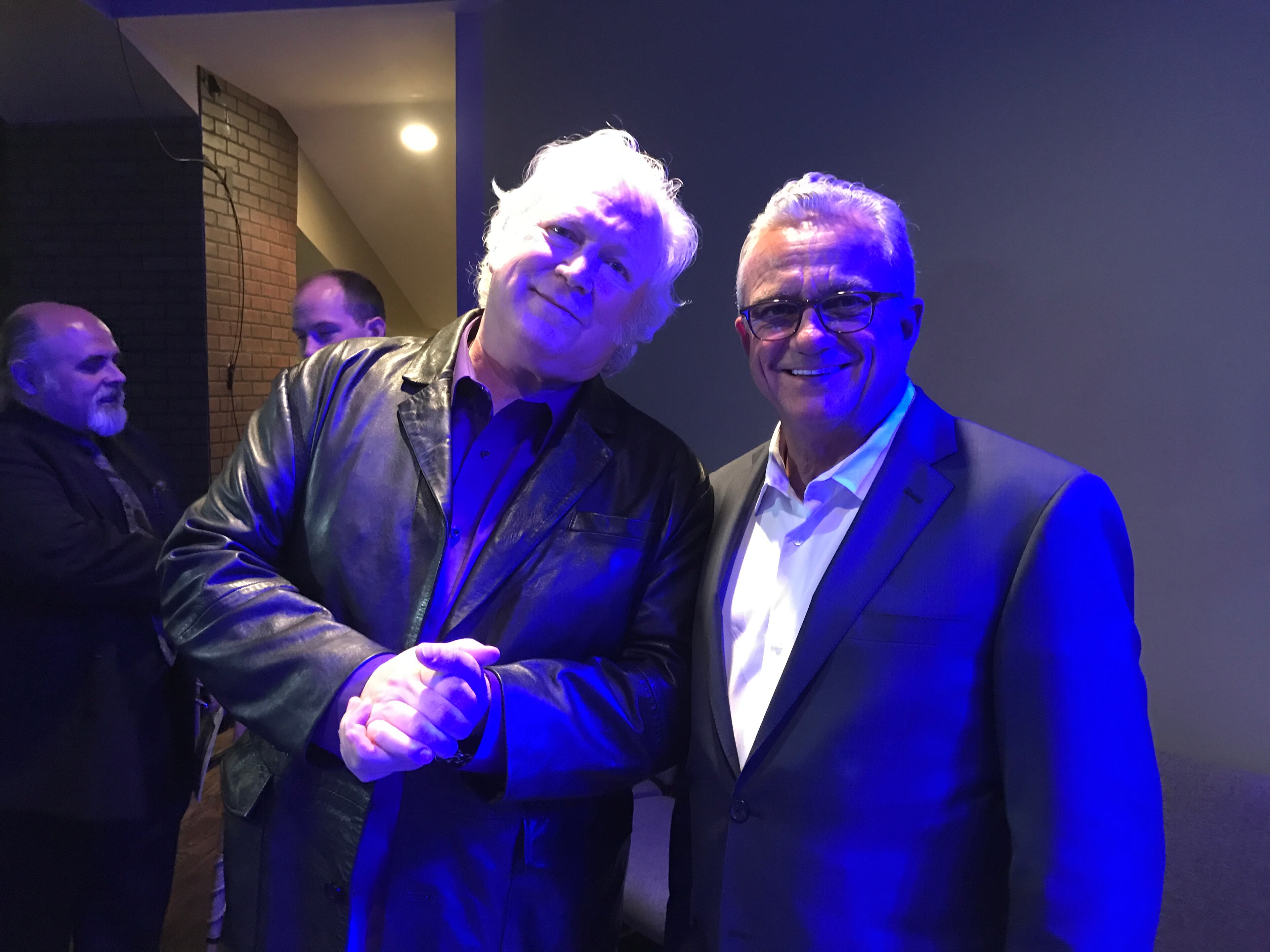 Country star T. Graham Brown (left) performed at Mill Town Music Hall for Rhubarb Jones' funeral service. Randall Redding owns Mill Town. CREDIT: Rodney Ho/ rho@ajc.com