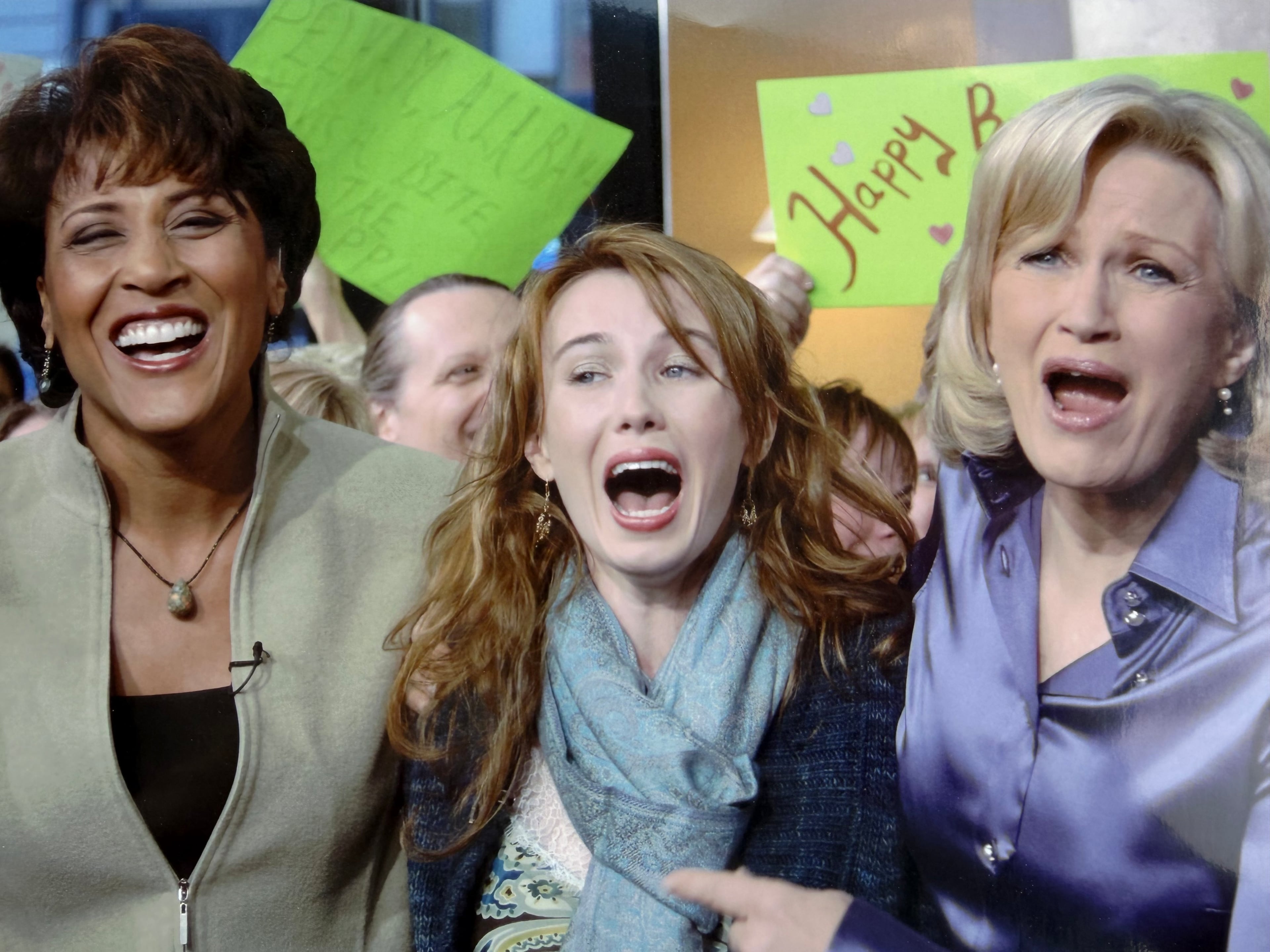 Everett on her final day as a green room supervisor at "Good Morning America" with anchors Robin Roberts (left) and Diane Sawyer. (Courtesy of Wynn Everett 2006)