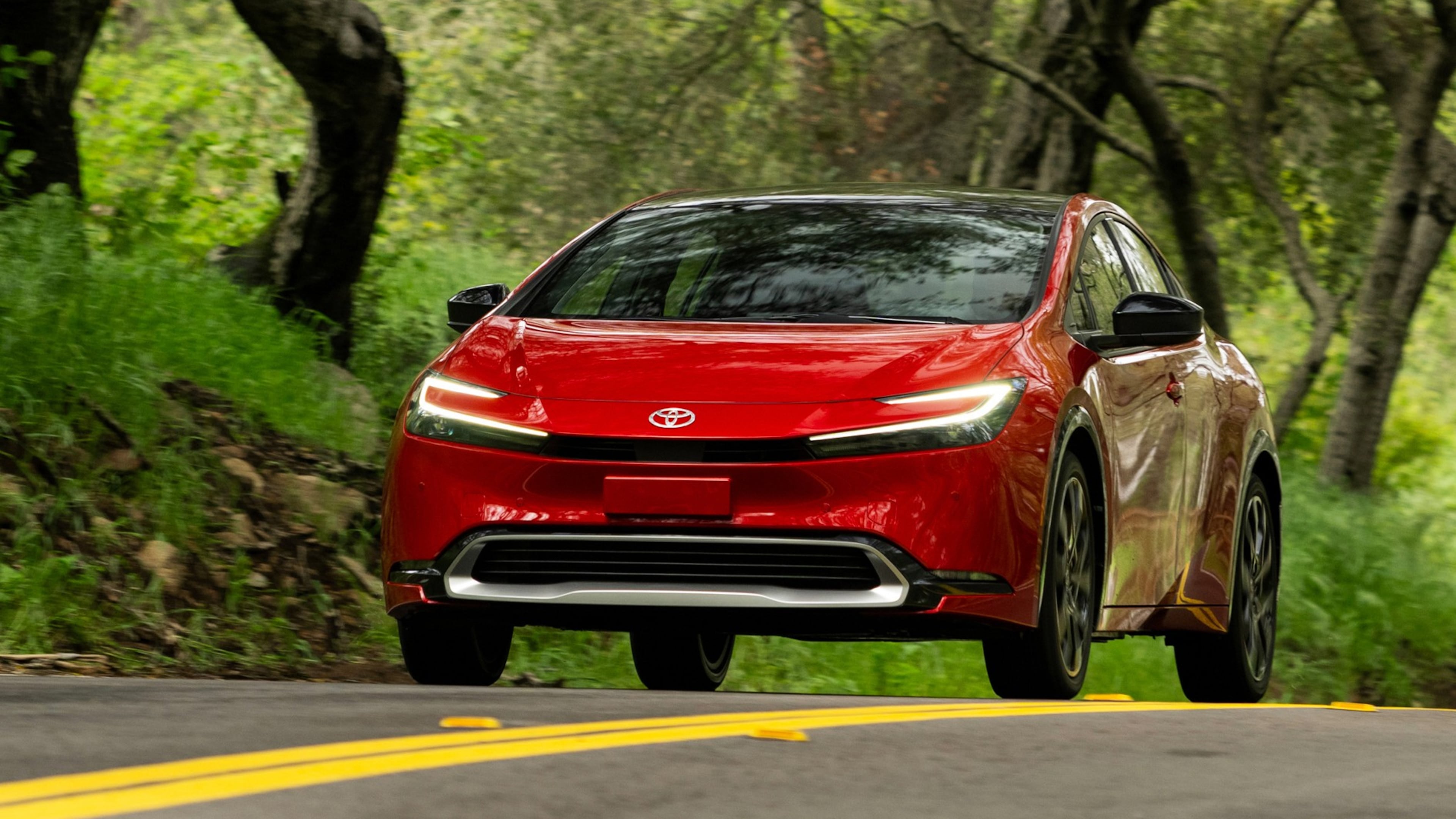 This photo provided by Toyota shows a 2024 Prius Prime. The Prius Prime is sleek and stylish, but even more exciting are its 50-plus miles of all-electric range and high fuel economy. (Courtesy of Toyota Motor Sales U.S.A. via AP)