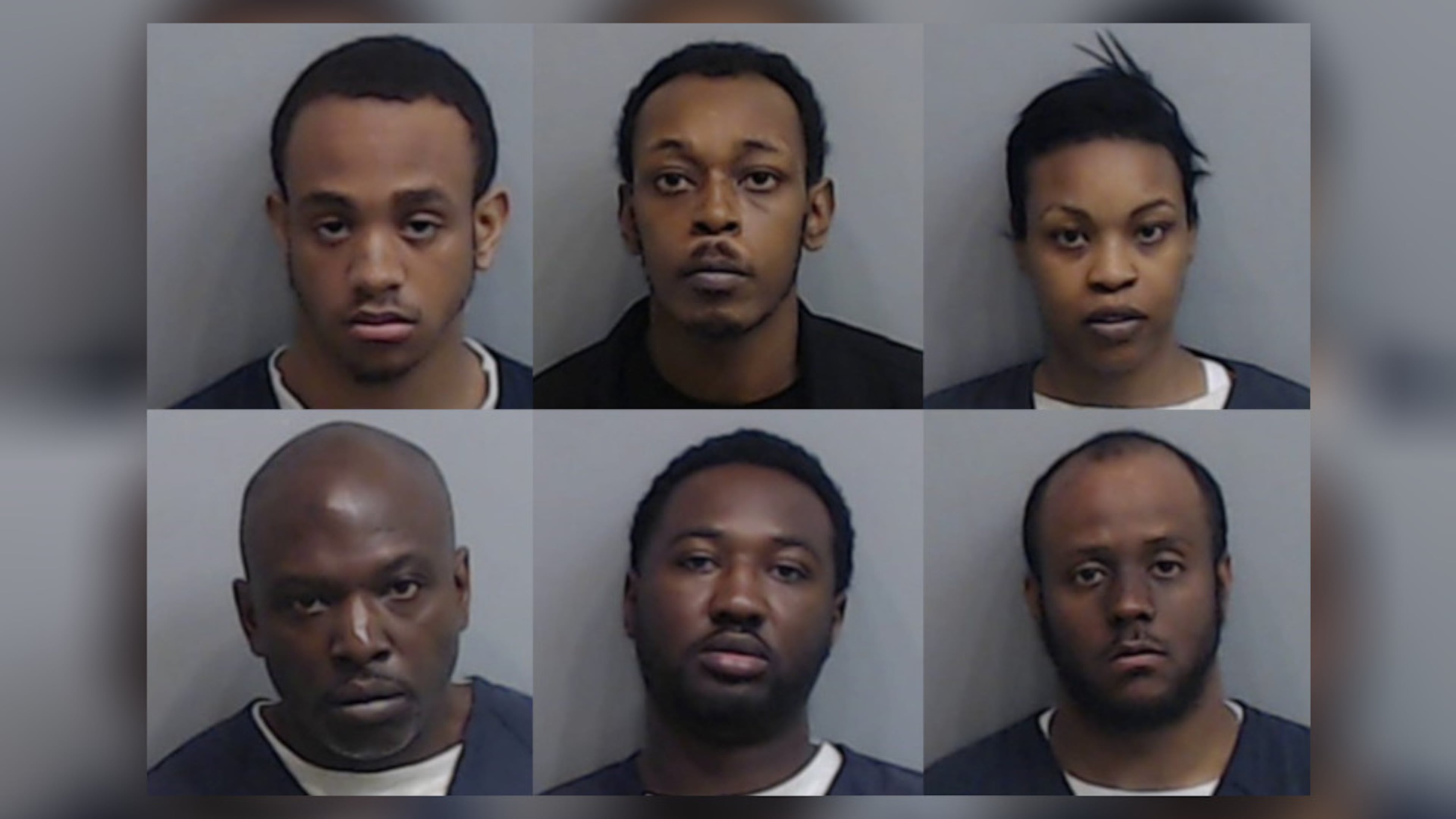 Top row, from left: Detravious Montez Hicks, James Rashad Holbert, Shiconia Deprice Holbert. Bottom row: Sean Emery Thomas, Johnny Angelo Davis, Bernardo Vontray Hicks.