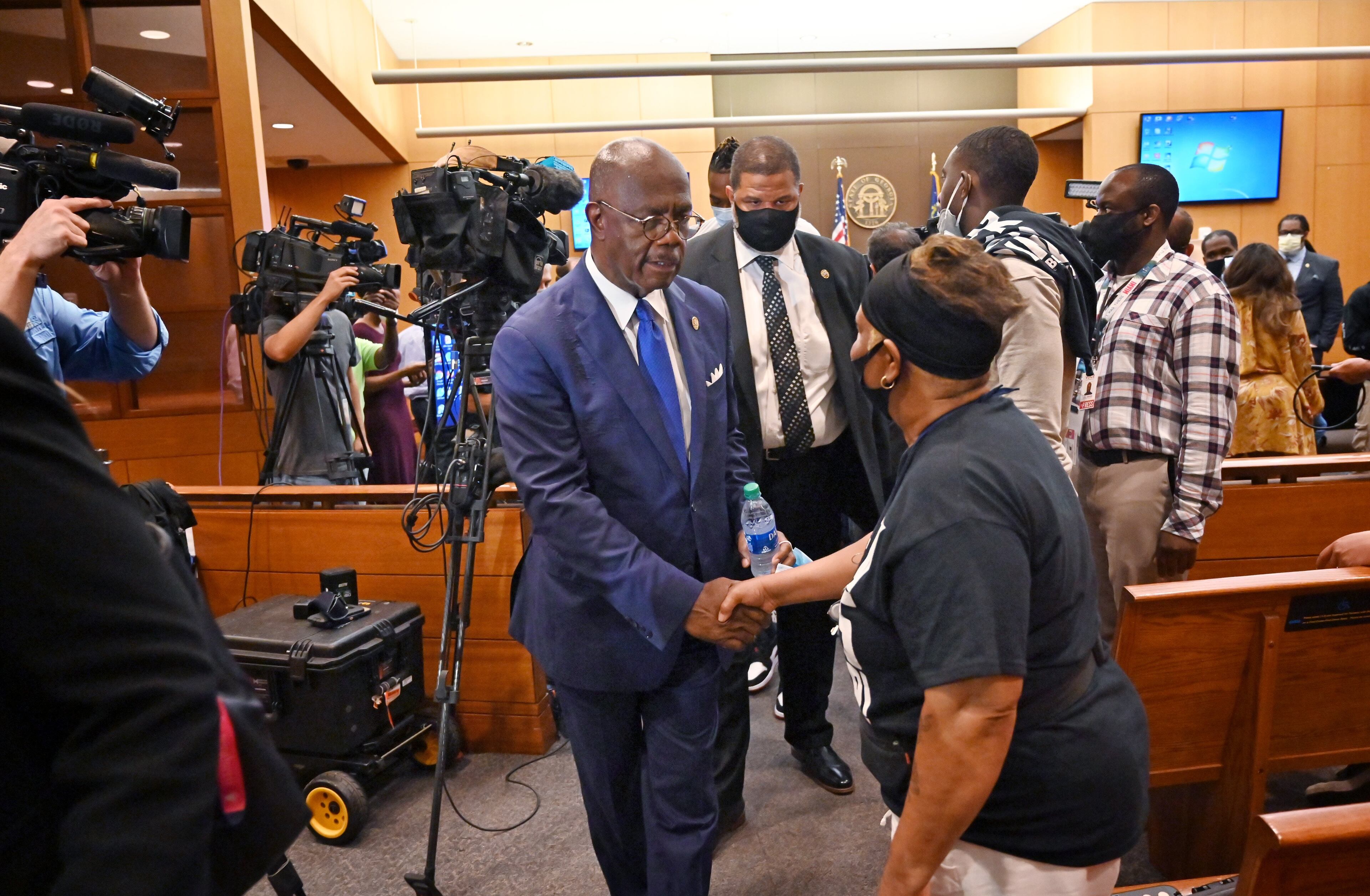 Fulton D.A. Paul Howard leaves after the press conference at Fulton County Superior Courthouse on Wednesday, June 17, 2020. The former Atlanta police officer who shot and killed Rayshard Brooks was charged Wednesday with felony murder and 10 other offenses in his death, the Fulton County District Attorney's Office said. At an afternoon news conference, DA Paul Howard announced the charges against Garrett Rolfe, who shot Brooks twice during a suspected DUI arrest at an Atlanta Wendy's on Friday night. (Hyosub Shin / Hyosub.Shin@ajc.com)