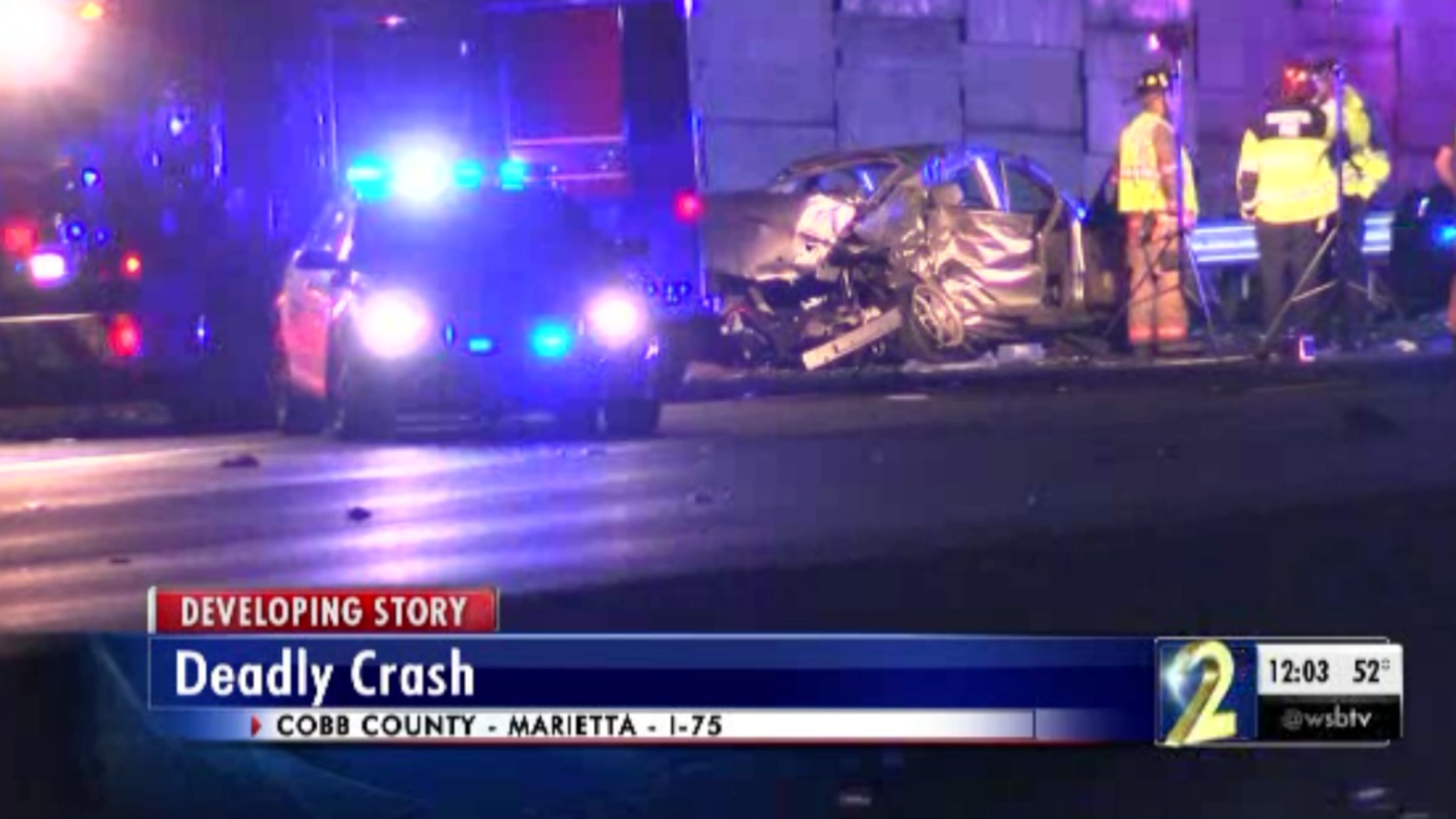 A deadly wreck shut down I-75 South in Cobb County for hours Saturday night and Sunday morning.