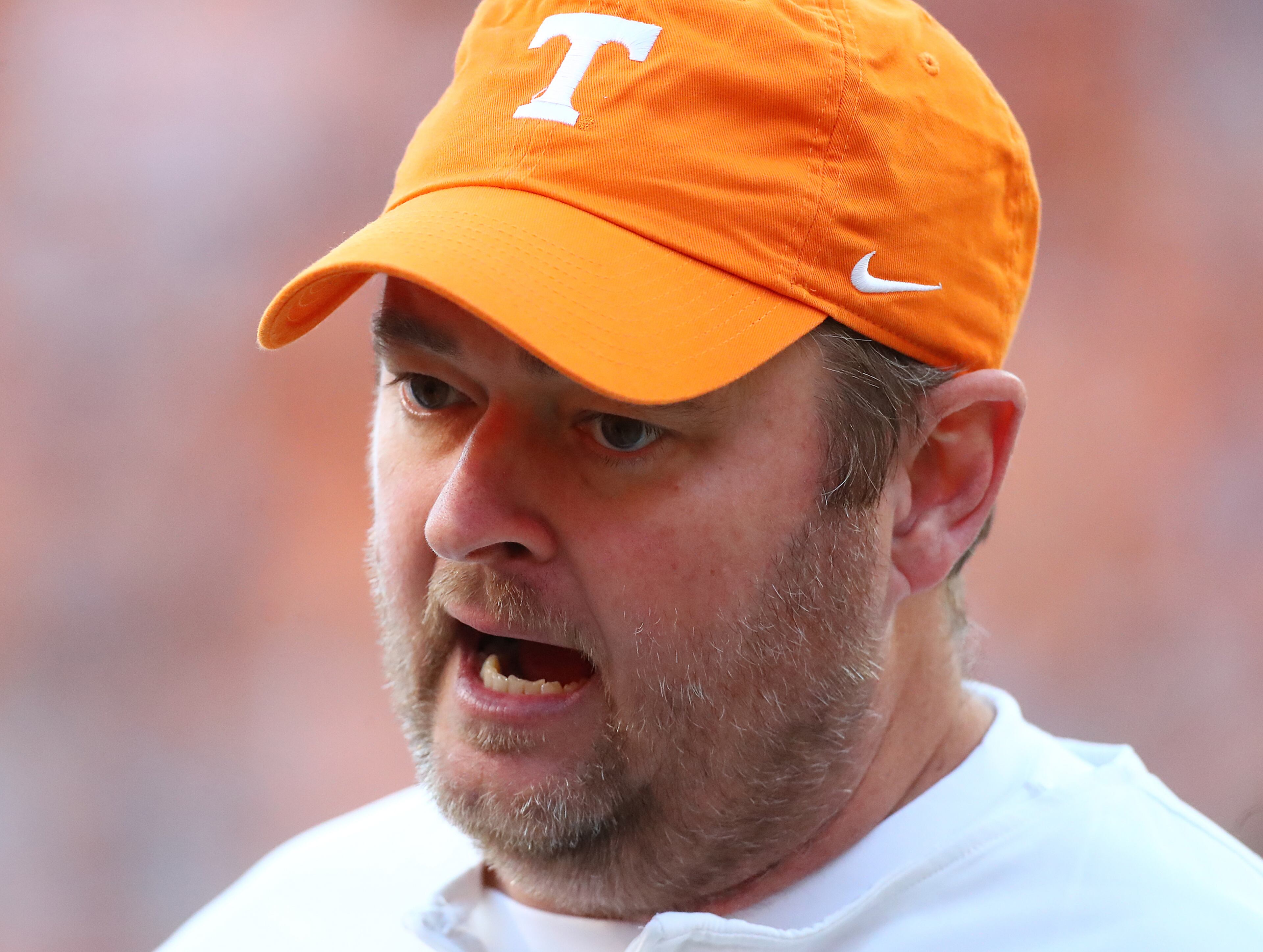 Tennessee head football coach Josh Heupel reacts during a 38-10 loss to Georgia in a NCAA college football game on Saturday, Nov. 18, 2023, in Knoxville. Curtis Compton for the Atlanta Journal Constitution