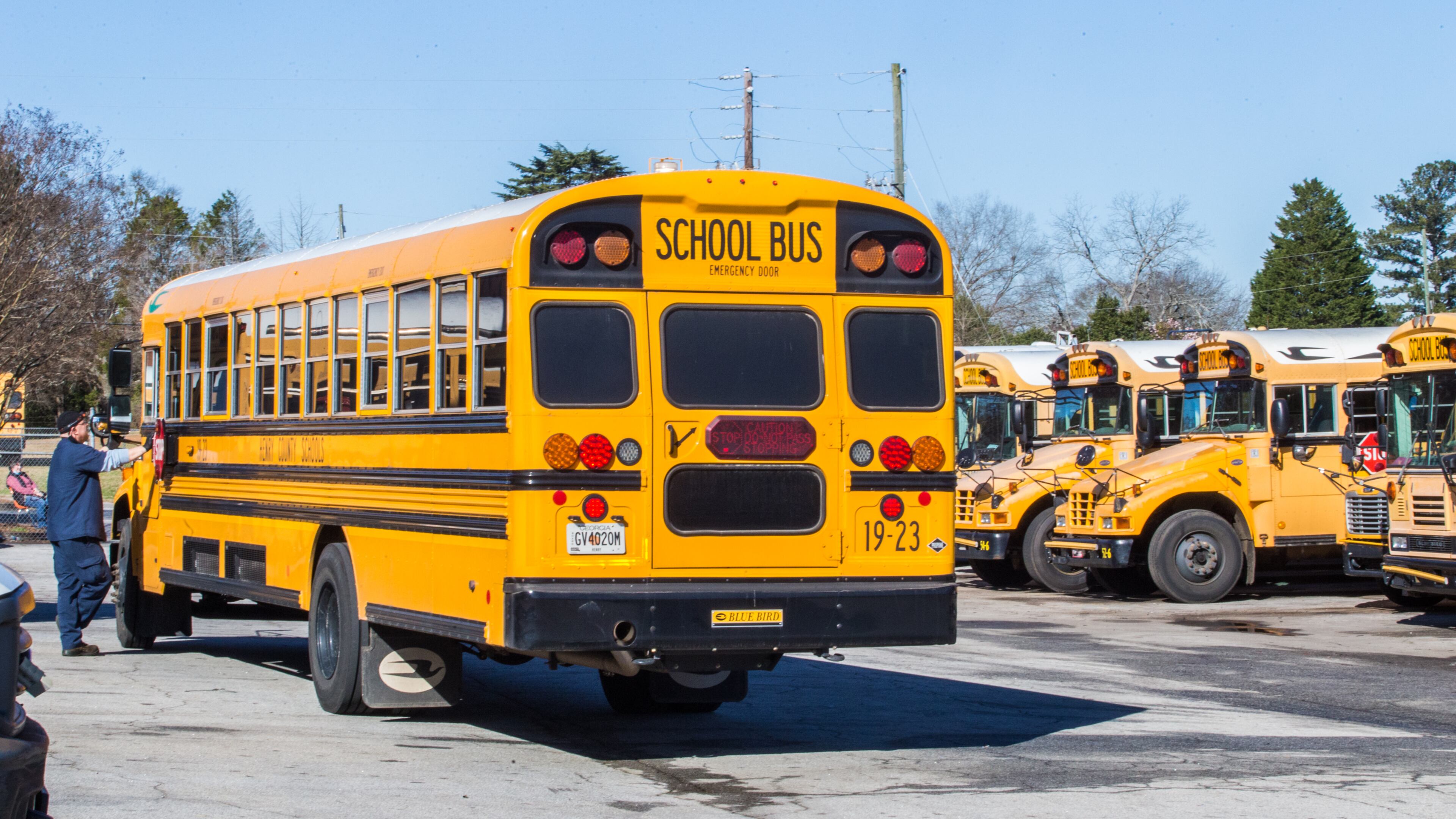 A school bus crash in North Carolina on Monday morning reportedly injured four people. (Jenni Girtman for The Atlanta Journal-Constitution)
