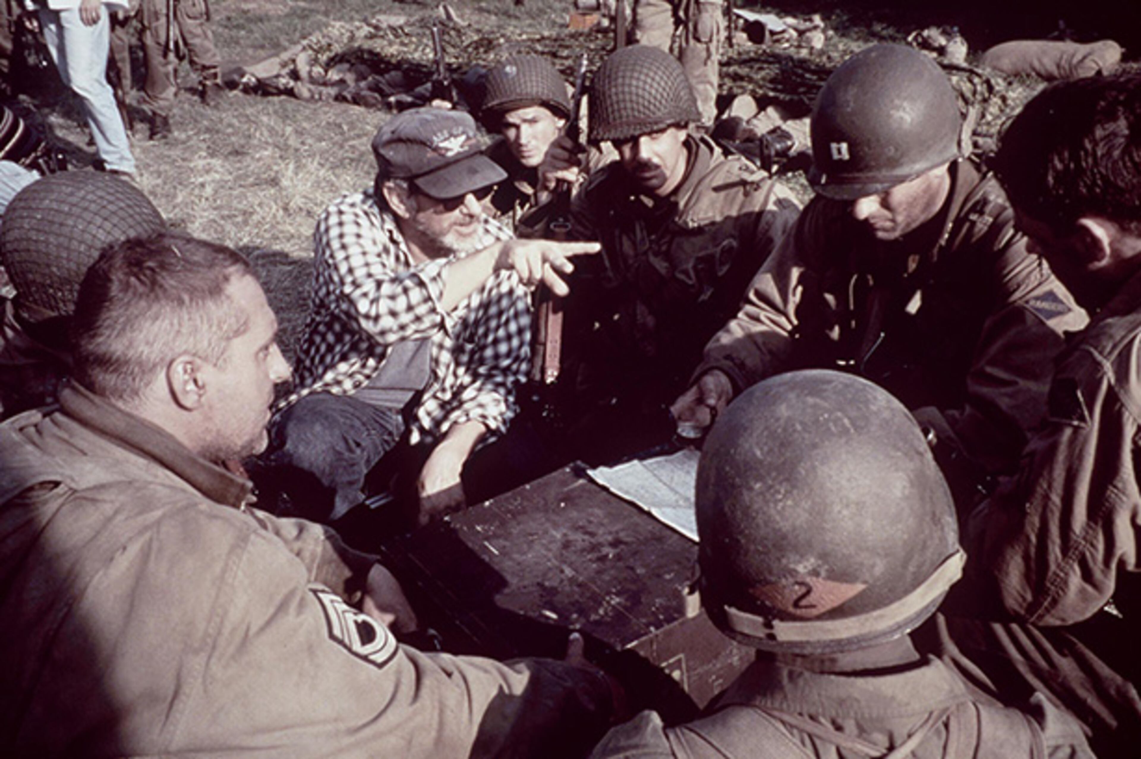Steven Spielberg Directs Tom Hanks And Crew On The Set Of The Wwii Drama, "Saving Private Ryan." 1998 Tm & Dreamworks Llc/Paramount Pictures/Amblin Entertainment. (Photo By Getty Images)