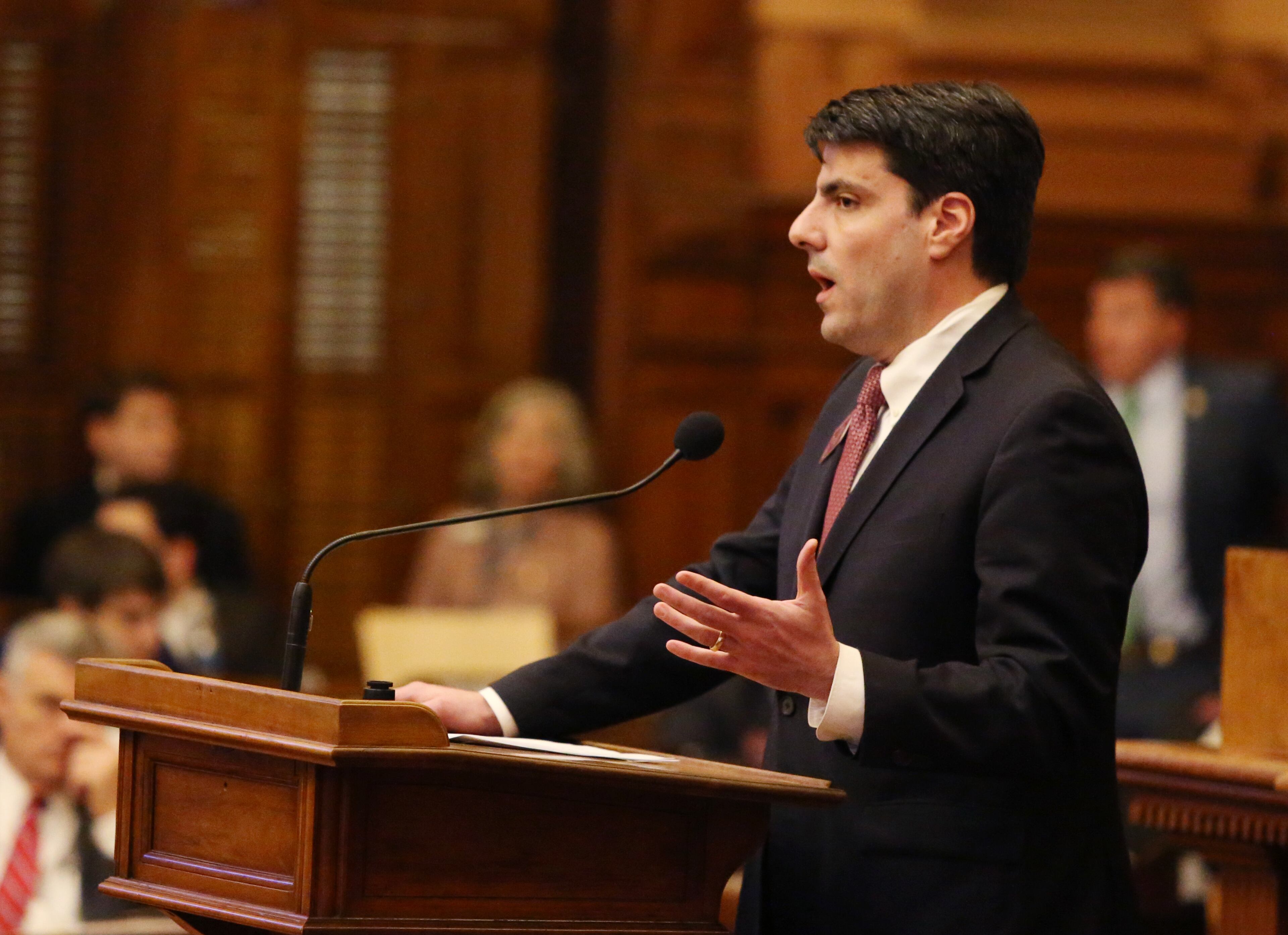3/7/19 - Atlanta - Chuck Efstration, representative of district 104, presents HB 426, a bill involving hate crimes, at the Georgia State Capitol in Atlanta, Georgia on Thursday, March 7, 2019. HB 426 passed. Today was the 28th day of the General Assembly, "crossover" day. EMILY HANEY / emily.haney@ajc.com