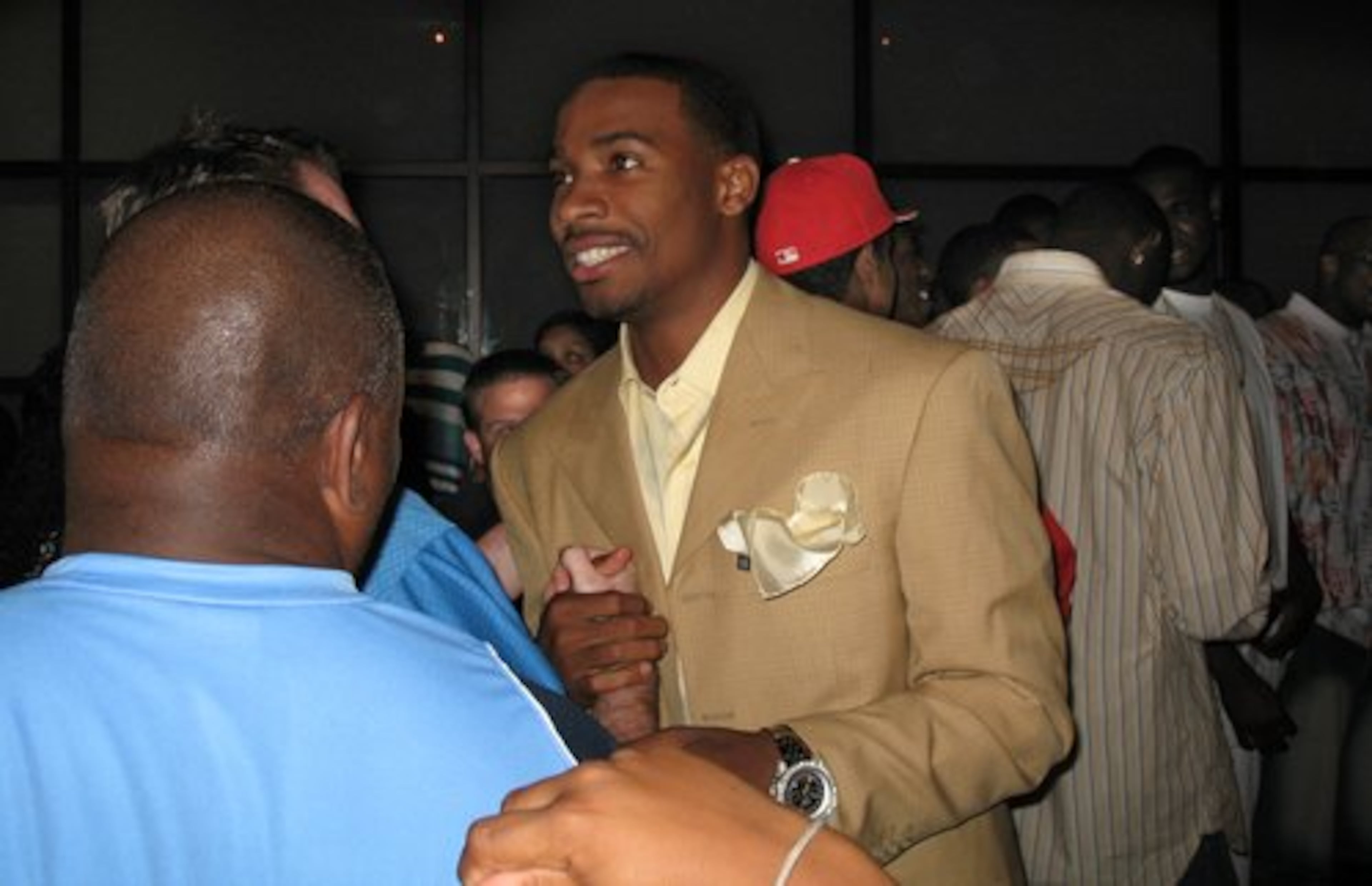 Javaris Crittenton (at his draft party in 2007) was picked 19th in the first round by the LA Lakers. He was traded to Memphis as a rookie.