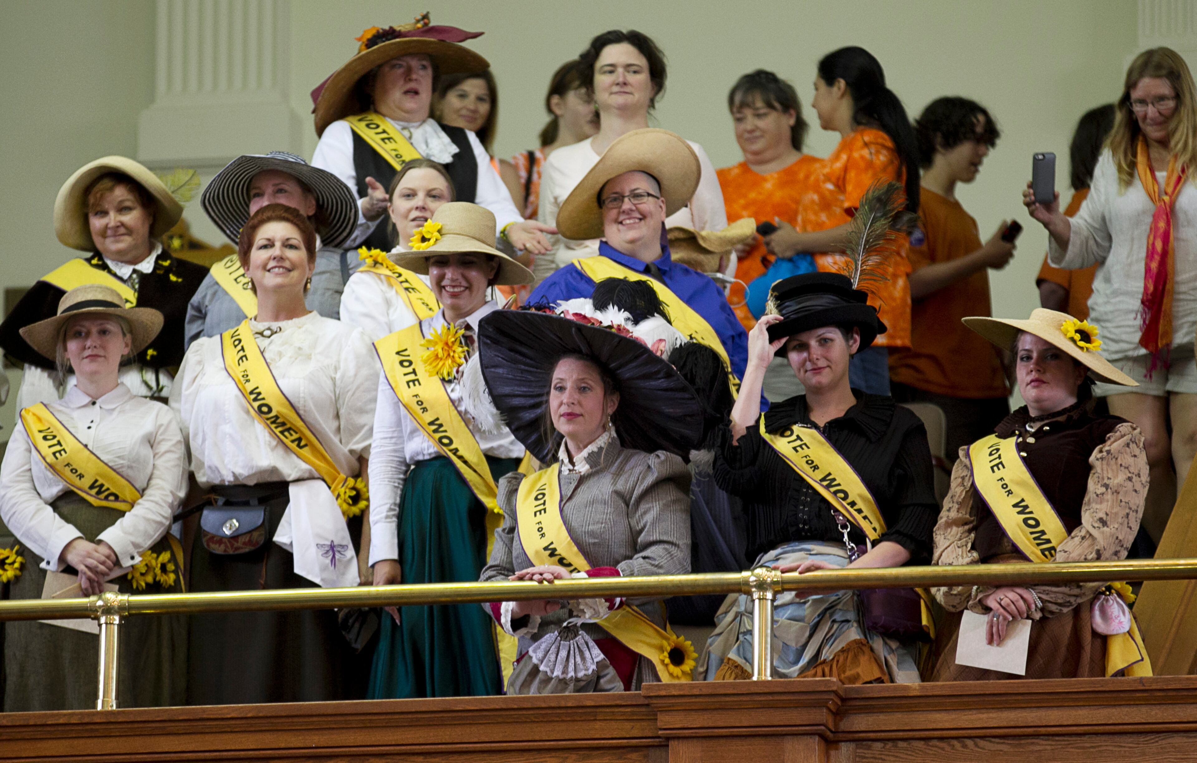 Abortion rights activists listen in the senate gallery on the first day of the second special session at the Capitol on Monday July 1, 2013.