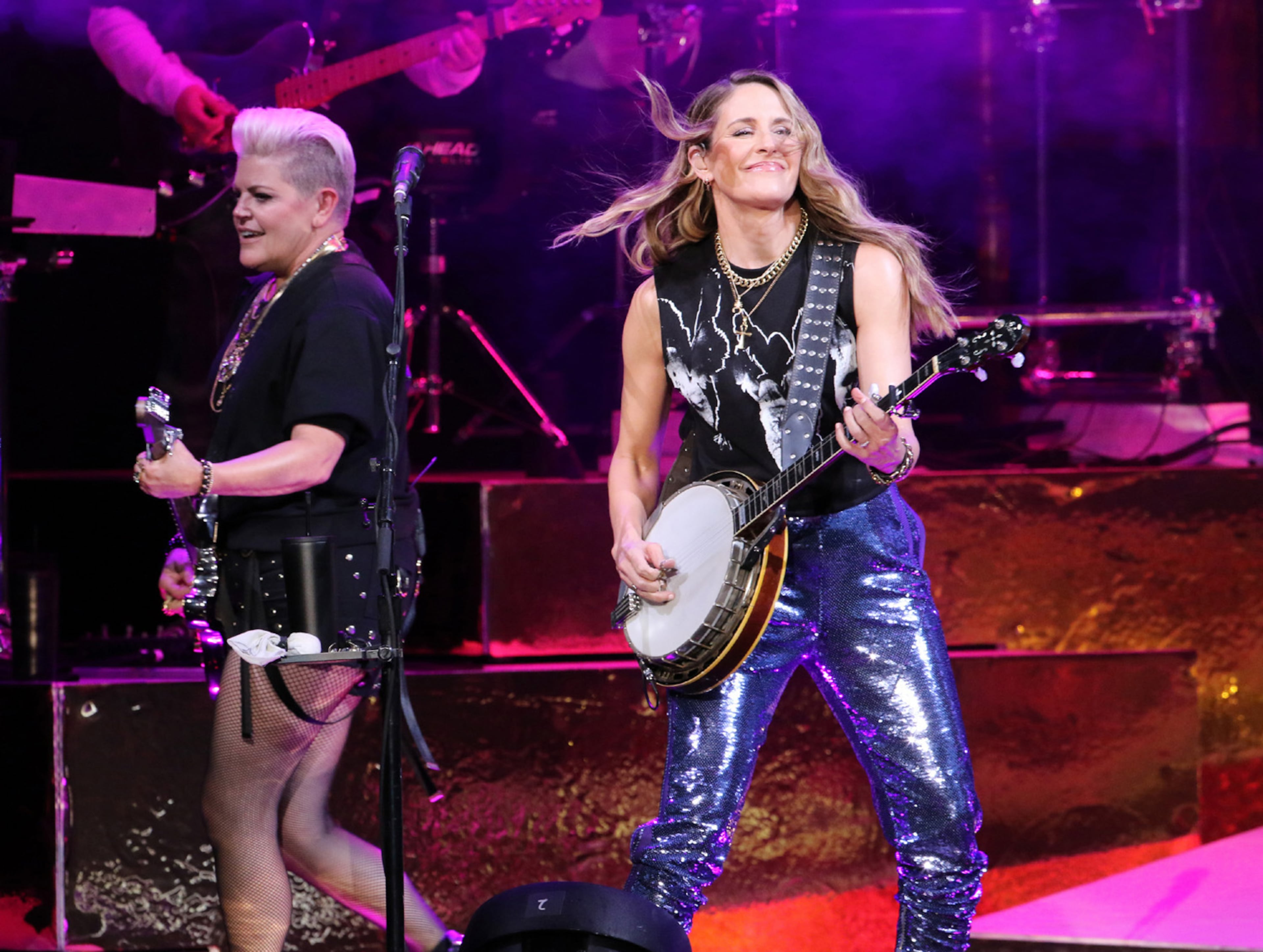 The Chicks (formerly Dixie Chicks) perform "Sin Wagon" on Saturday night, July 16, 2022, at Ameris Bank Amphitheatre in Alpharetta. Patty Griffin opened the sold-out show. (Photo: Robb Cohen for The Atlanta Journal-Constitution)