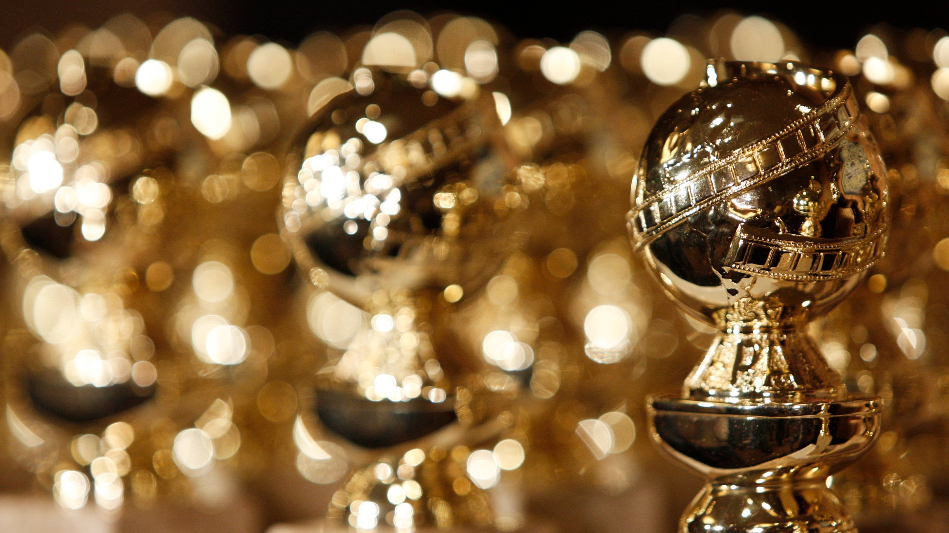 FILE - In this Jan.. 6, 2009, file photo, Golden Globe statuettes are seen during a news conference at the Beverly Hilton Hotel in Beverly Hills, Calif. (AP Photo/Matt Sayles, File)