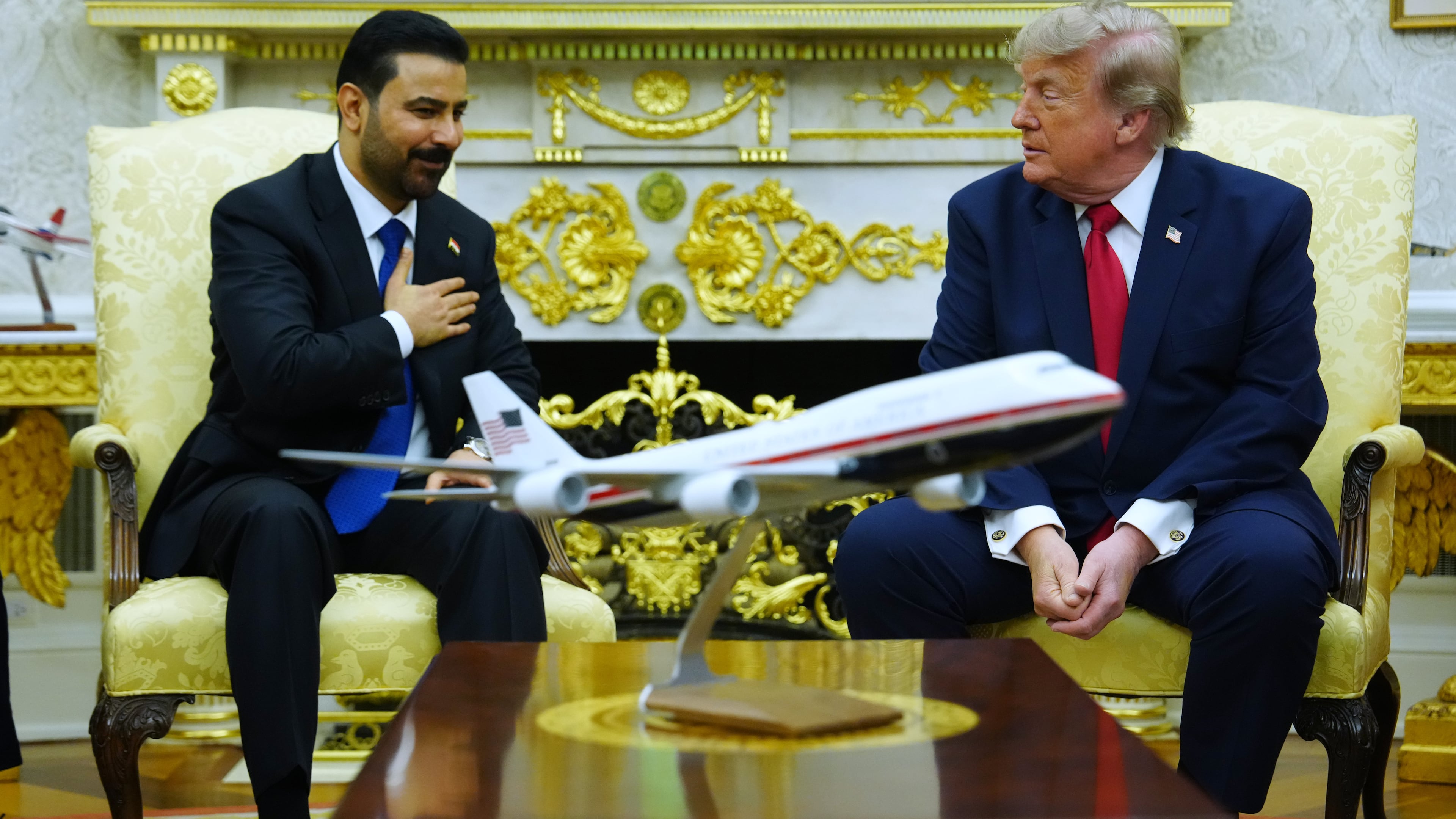 President Donald Trump meets with Iraq's Prime Minister Ali al-Zaidi in the Oval Office of the White House, Tuesday, July 14, 2026, in Washington. (AP Photo/Julia Demaree Nikhinson)