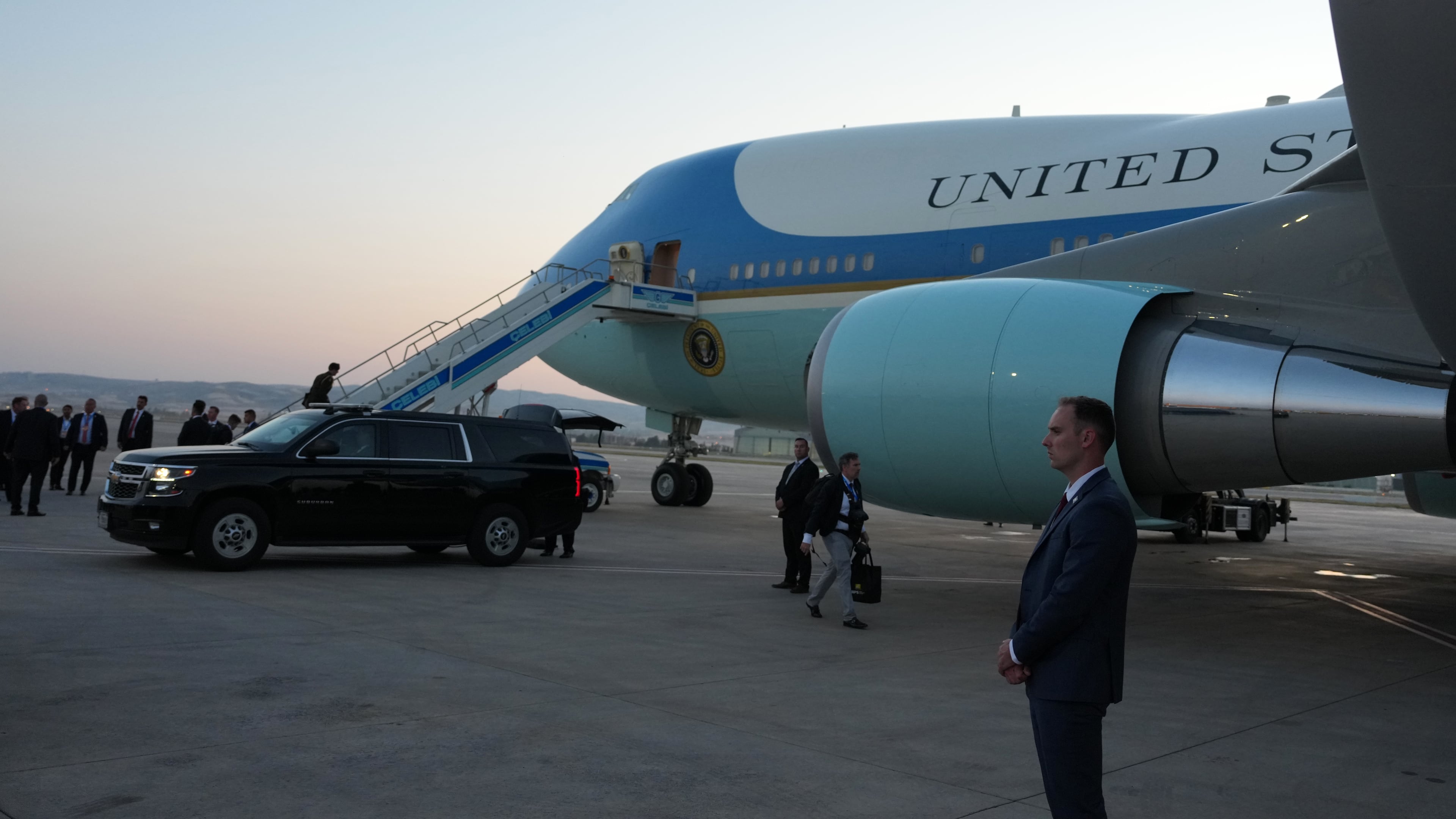 Airforce One sits on the tarmac before U.S. President Donald Trump departs following the NATO summit at Ankara International Airport in Ankara, Turkey, Wednesday, July 8, 2026. (AP Photo/Alex Brandon)