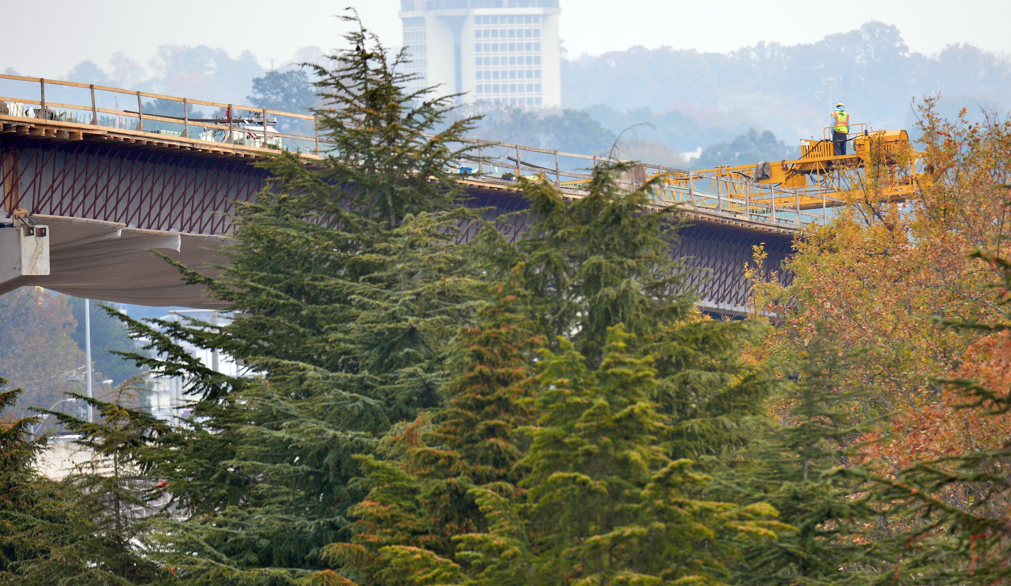 Construction of the new interchange at Ga. 400 and I-85. The total cost of the project was $29.3 million and it is scheduled for completion in January. The project is adding lanes from Ga. 400 southbound to I-85 northbound; and from I-85 southbound to Ga. 400 northbound.