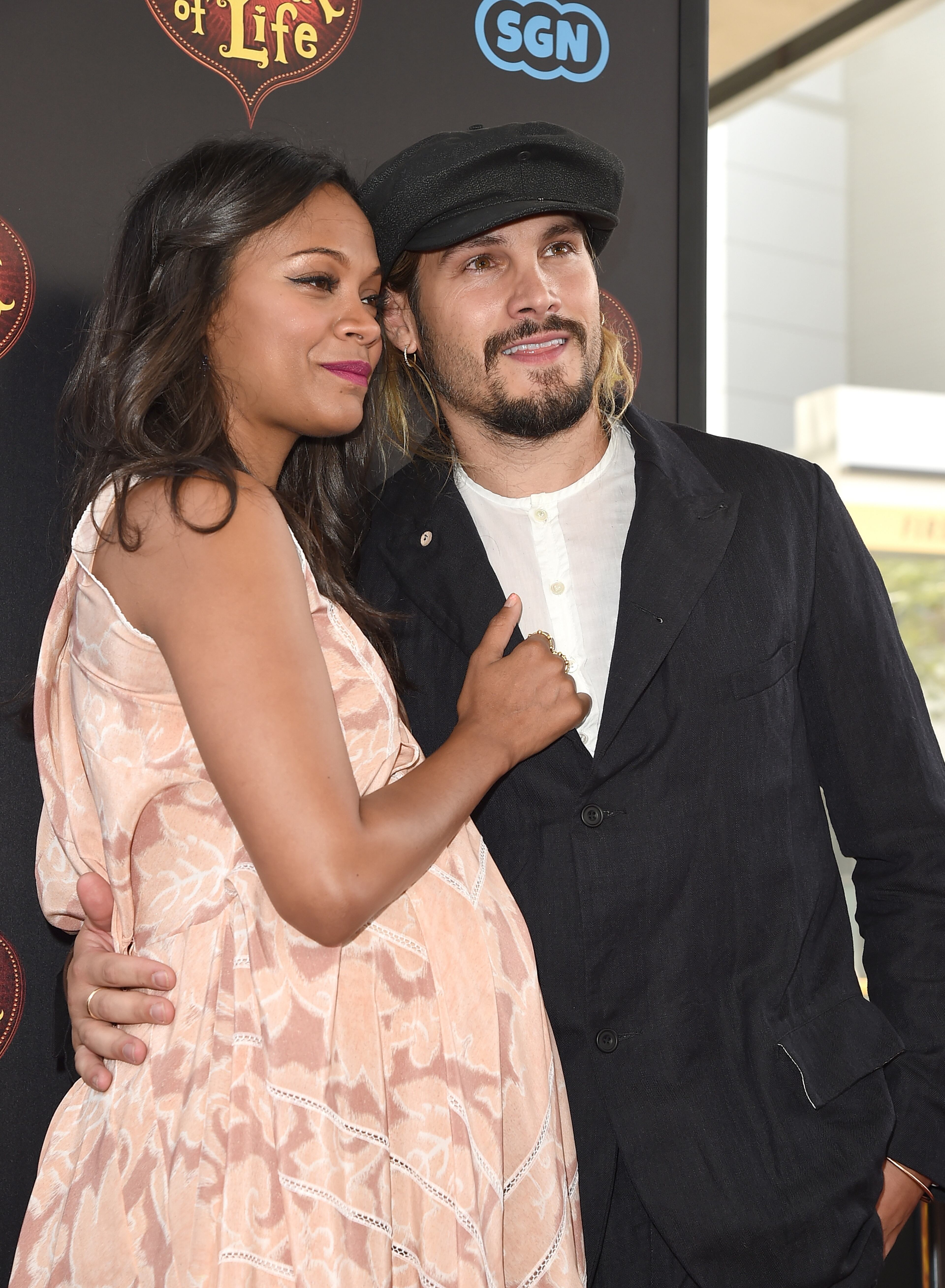 Actress Zoe Saldana and her husband, artist Marco Perego, welcomed twin boys Cy Aridio and Bowie Ezio in November 2014.