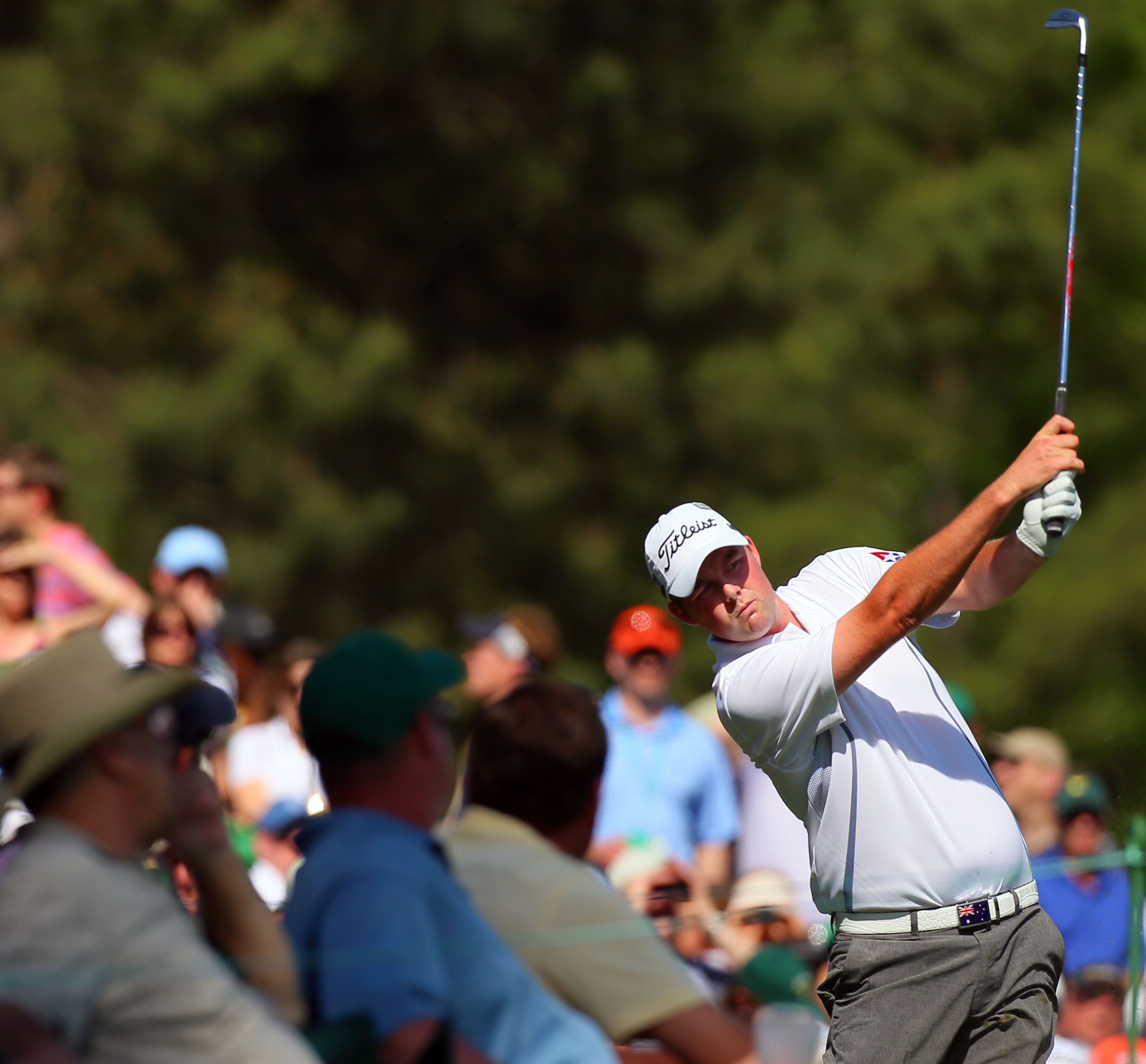 Marc Leishman tees off on #12 during the second round in the Masters Tournament on Friday April 12 2013. CURTIS COMPTON / CCOMPTON@AJC.COM
