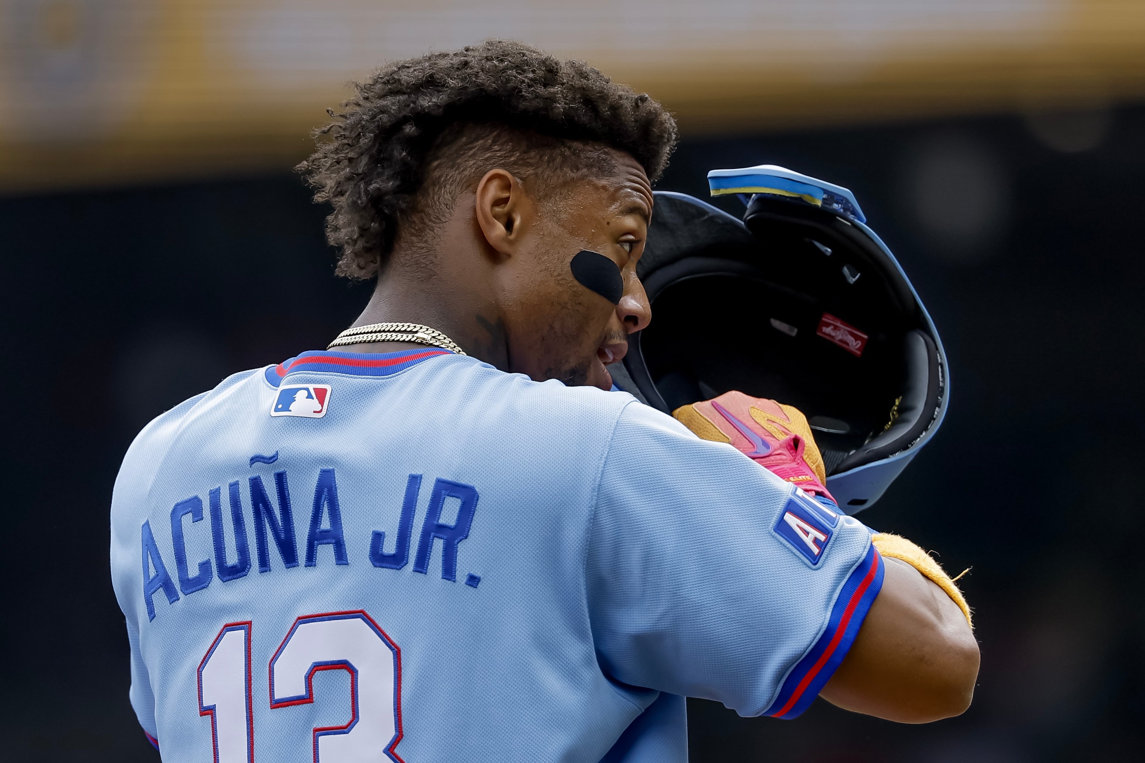 Ronald Acuña Jr. is back on the shelf, at least for a bit. (Erik S. Lesser/AP)